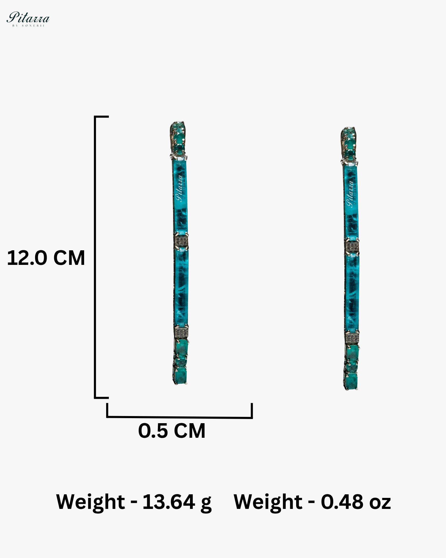 Ocean Blue Stone Linear Long Doublet Drop Earrings
