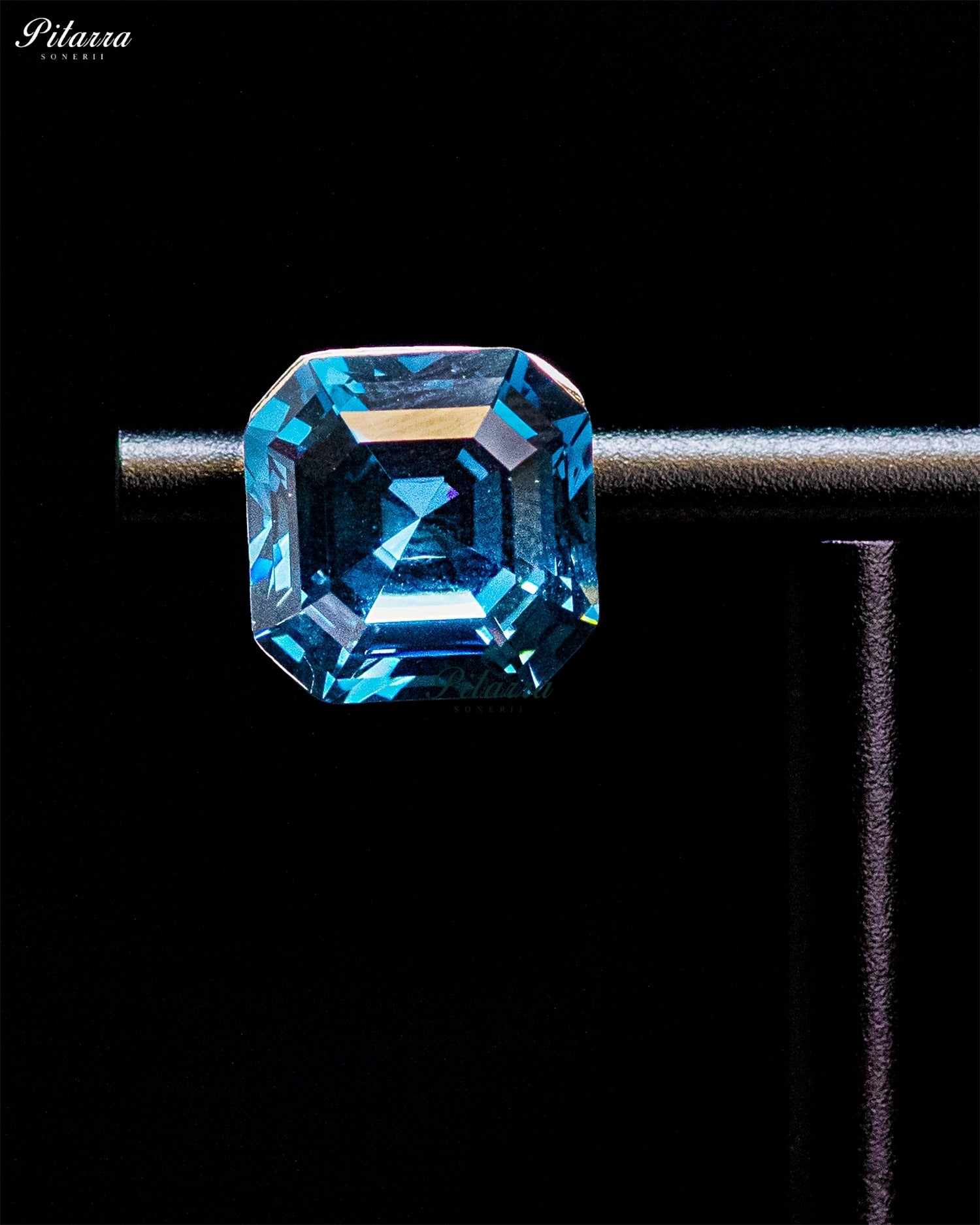 Blue Octagon Crystal Stud Earrings