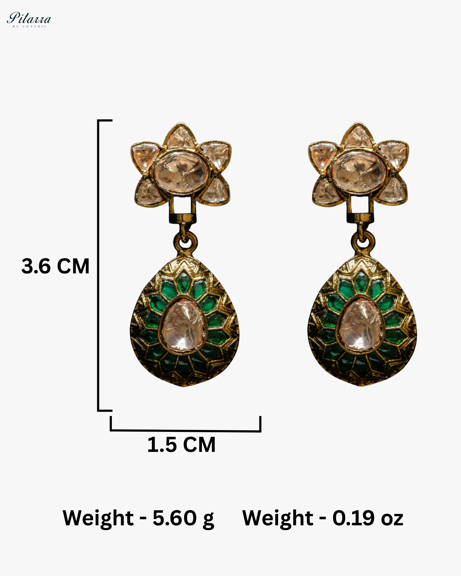 Emerald Floral Polki Kundan Pendant Set