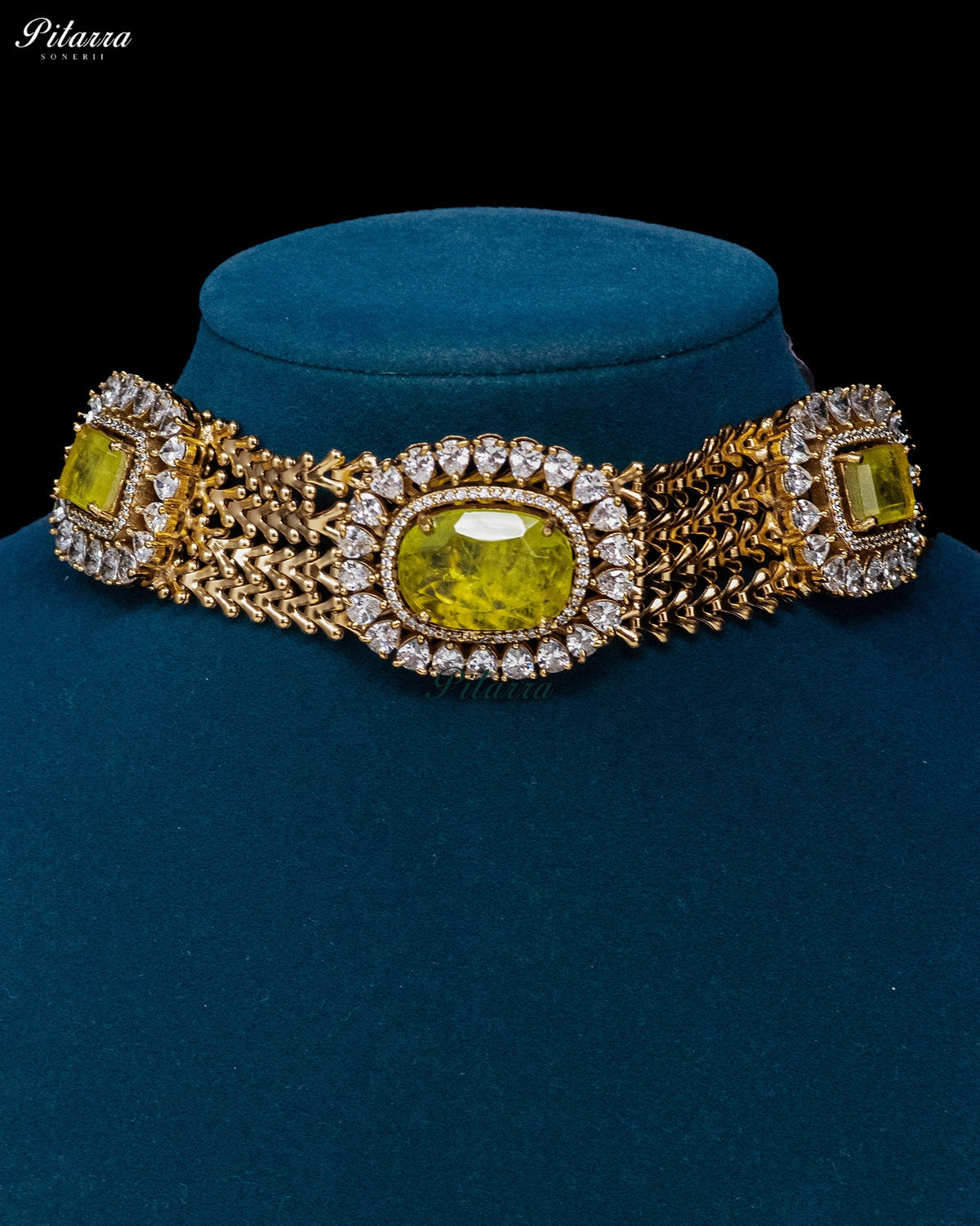 Lime Green Stone Kundan Choker Set