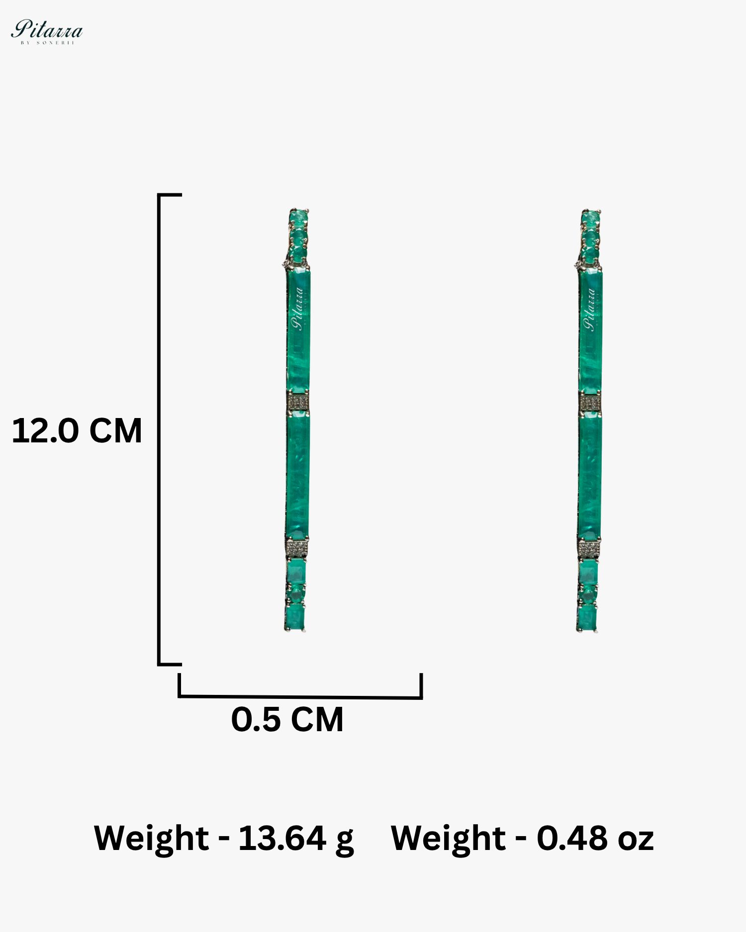 Mint Green color Stone Linear Long Doublet Drop Earrings