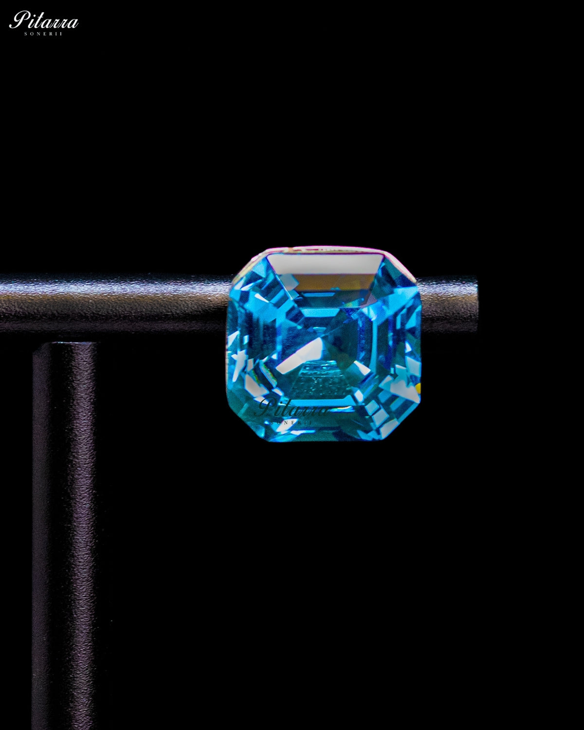 Aqua Blue Octagon Crystal Stud Earrings