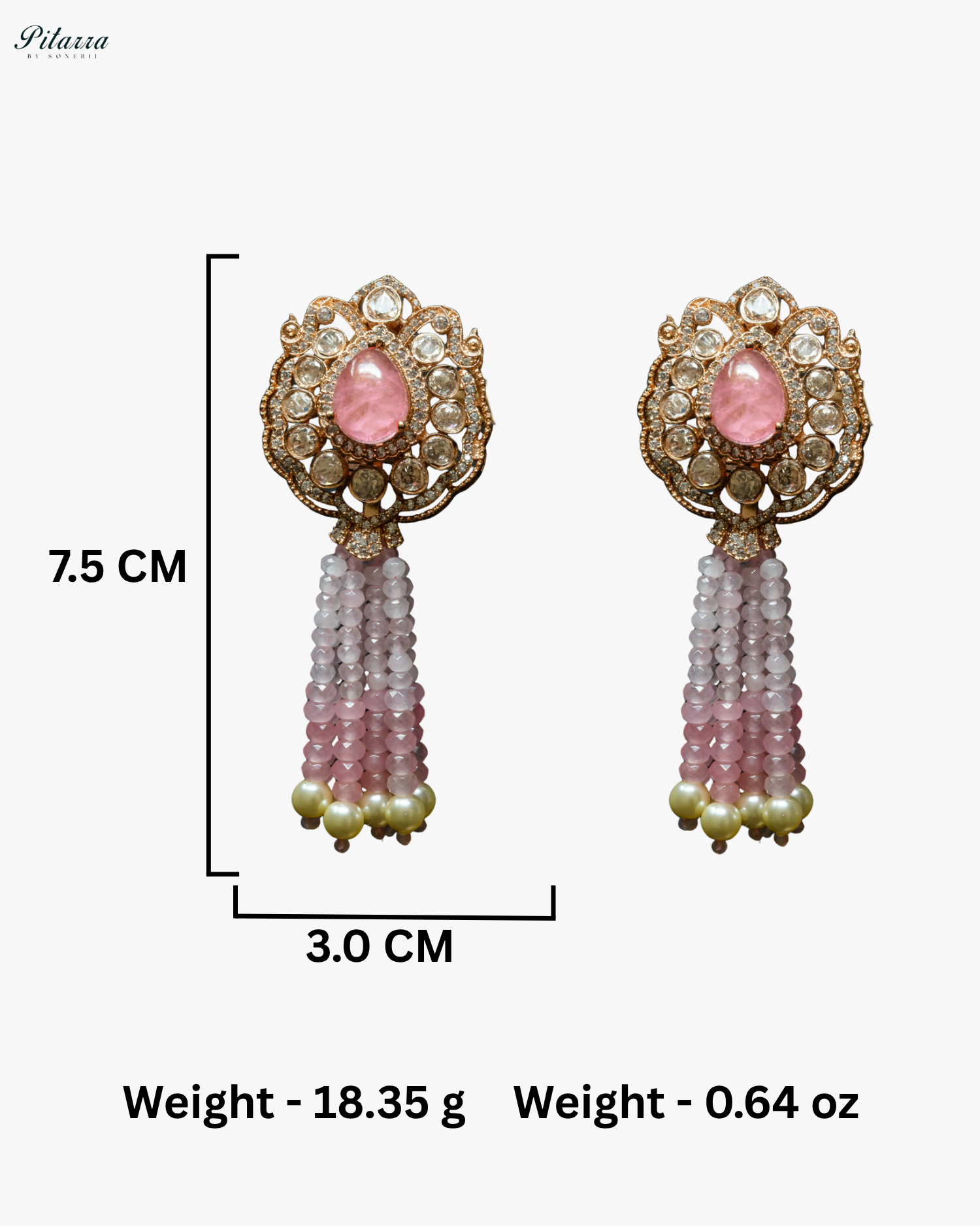 Long Pink Beads Kundan Necklace Set