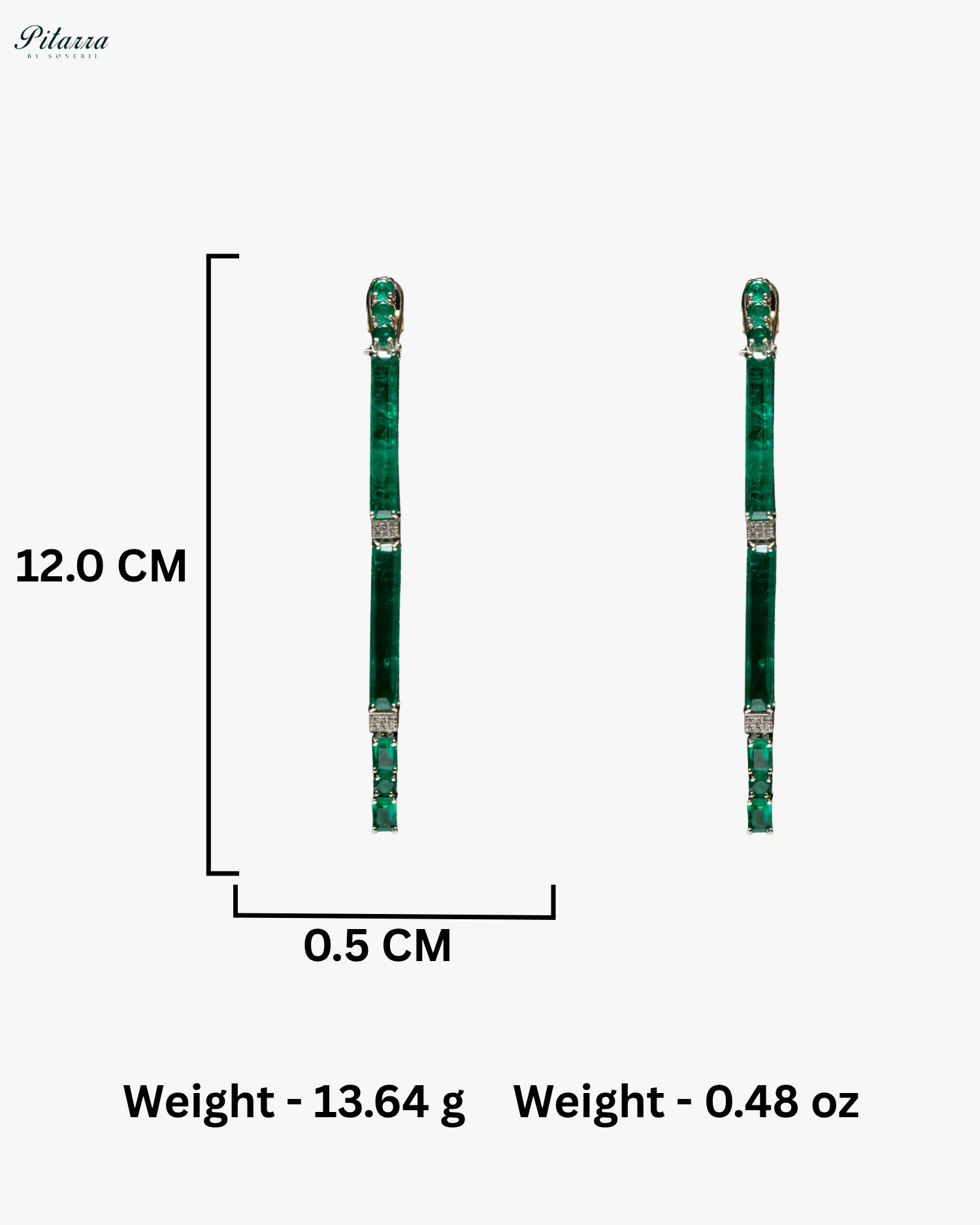 Emerald Stone Linear Long Doublet Drop Earrings
