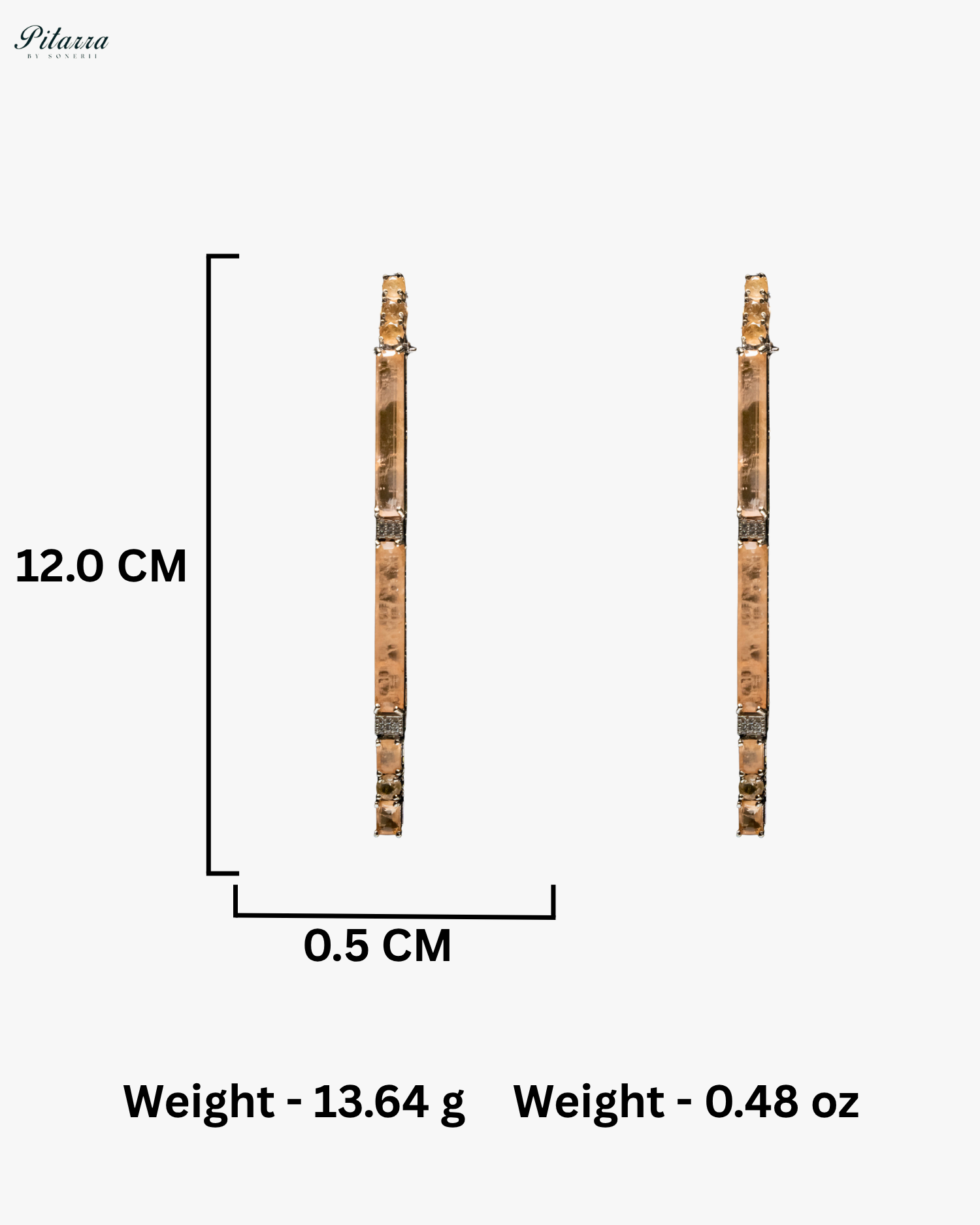 Peach Stone Linear Long Doublet Drop Earrings