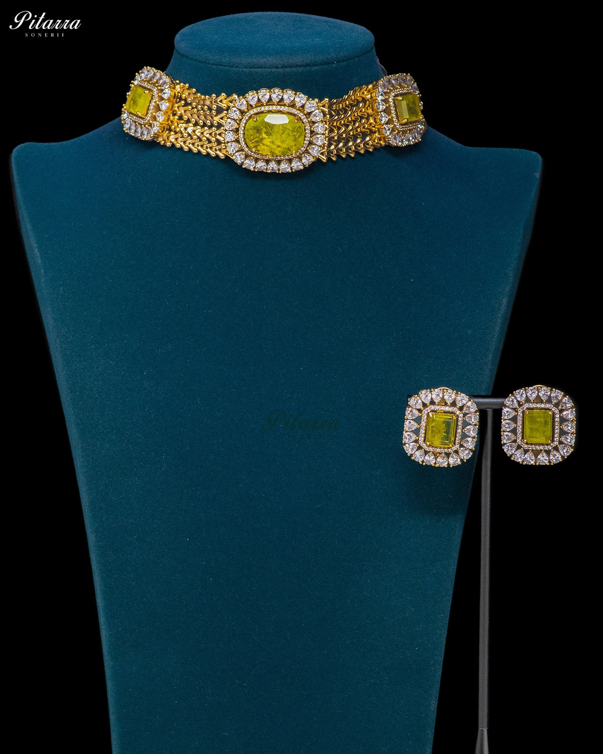 Lime Green Stone Kundan Choker Set
