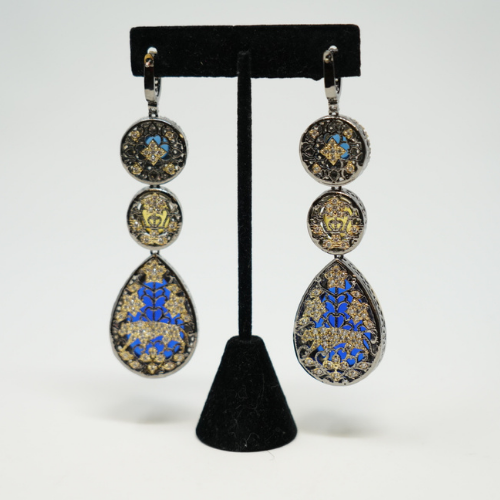 Elegant Blue Gold Hanging Earrings