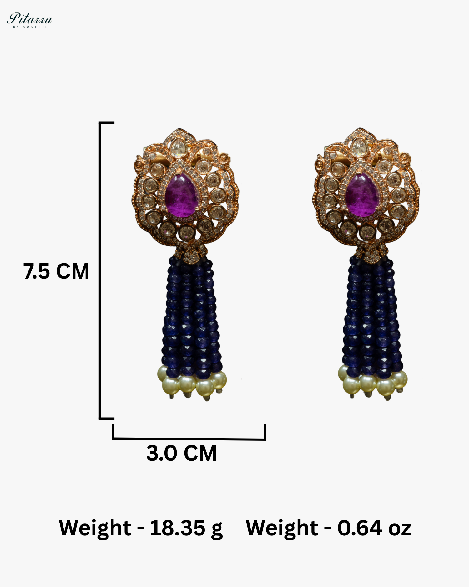 Long Blue Beads Kundan Necklace Set
