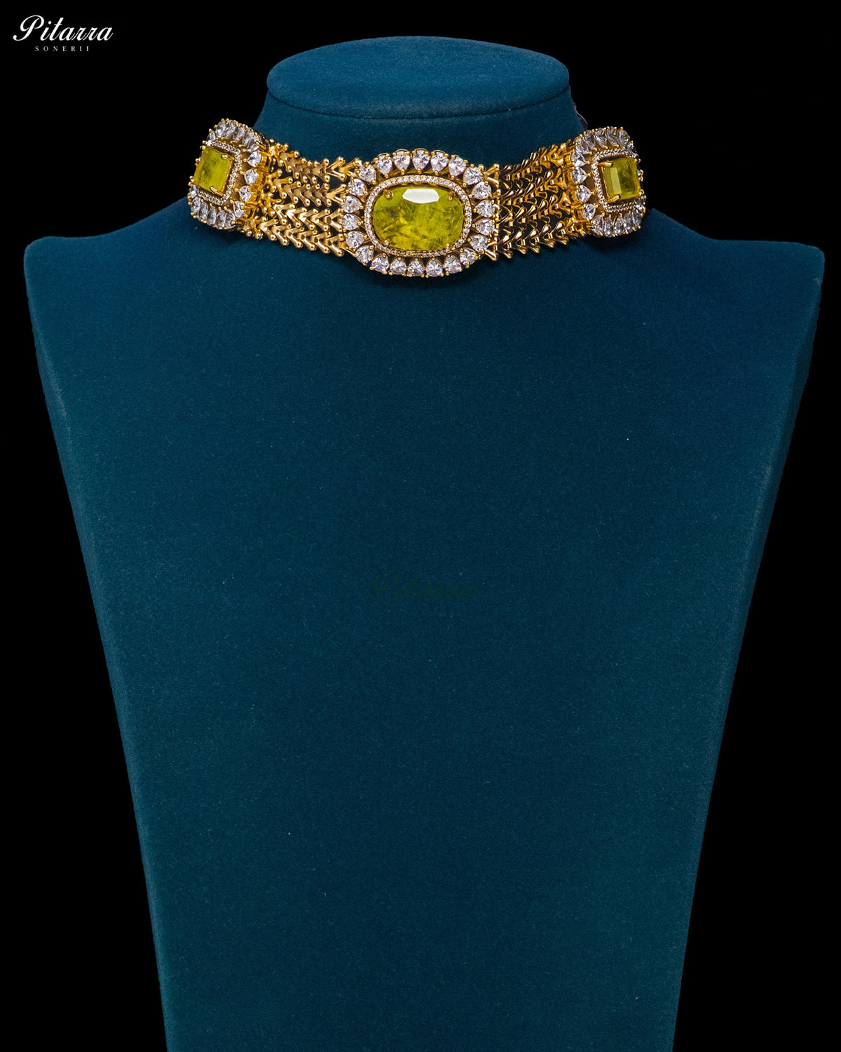 Lime Green Stone Kundan Choker Set