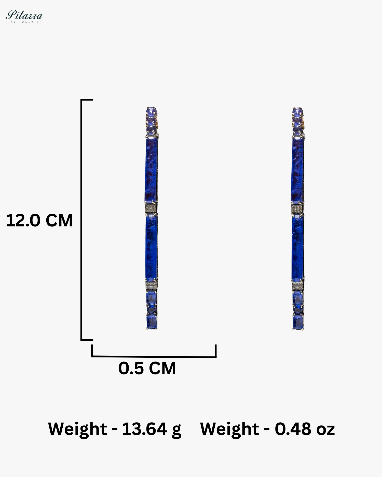 Periwinkle color Stone Linear Long Doublet Drop Earrings