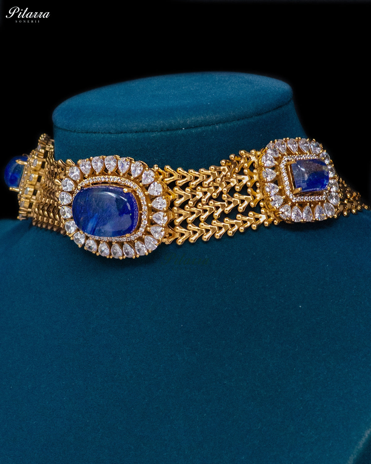 Royal Blue Stone Kundan Choker Set