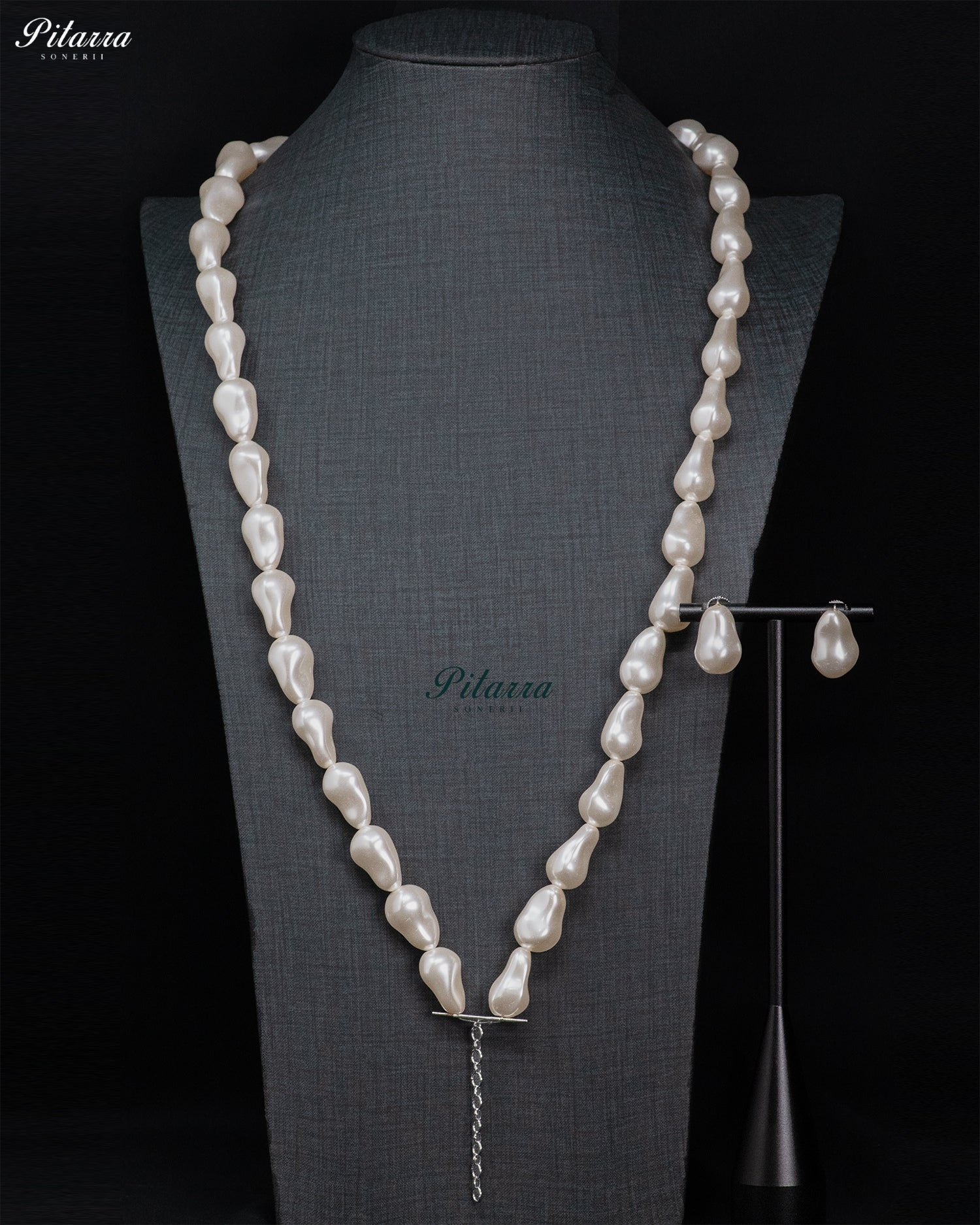 Baroque Pearl Necklace And Drop Earrings Set