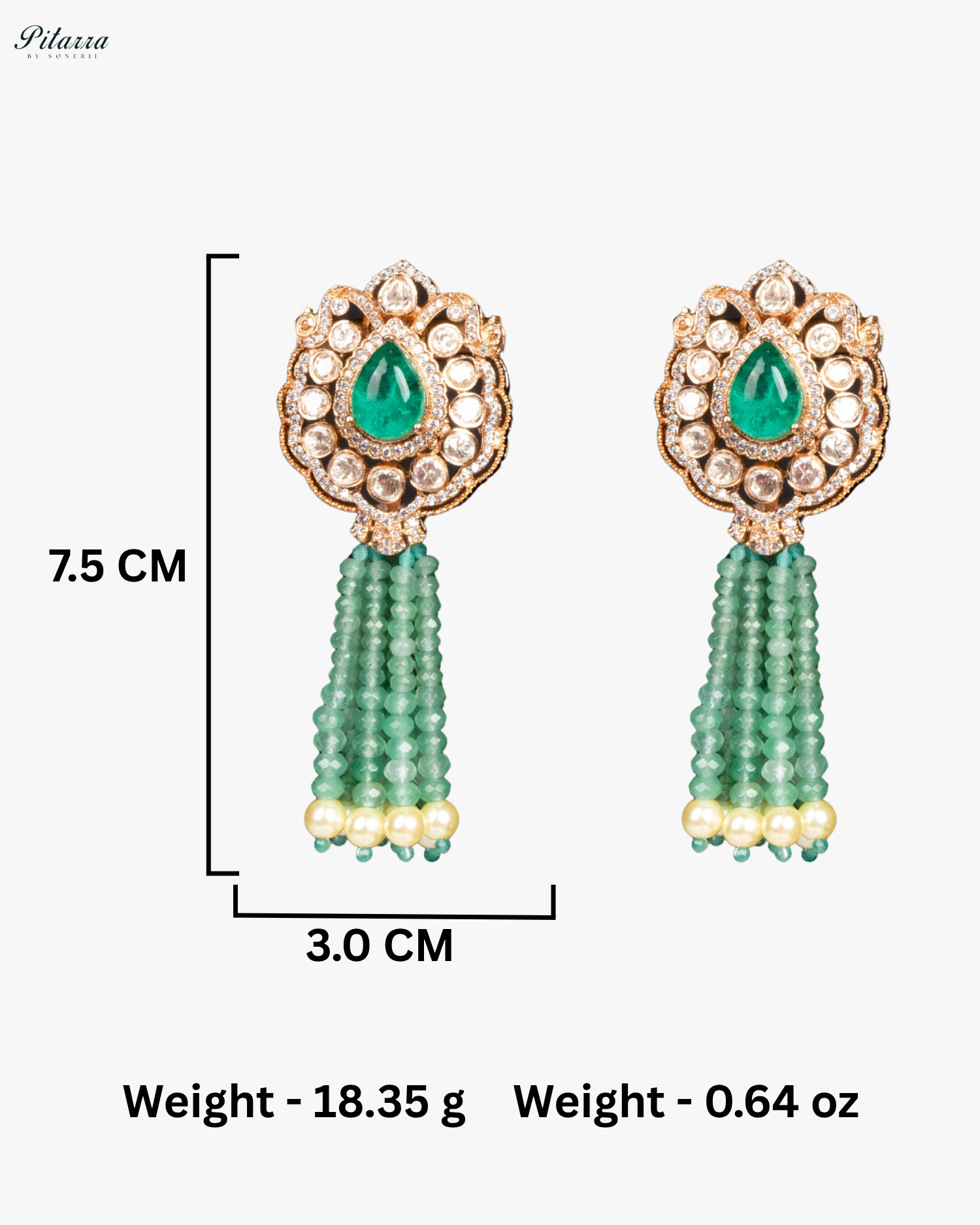 Long Green Beads Kundan Necklace