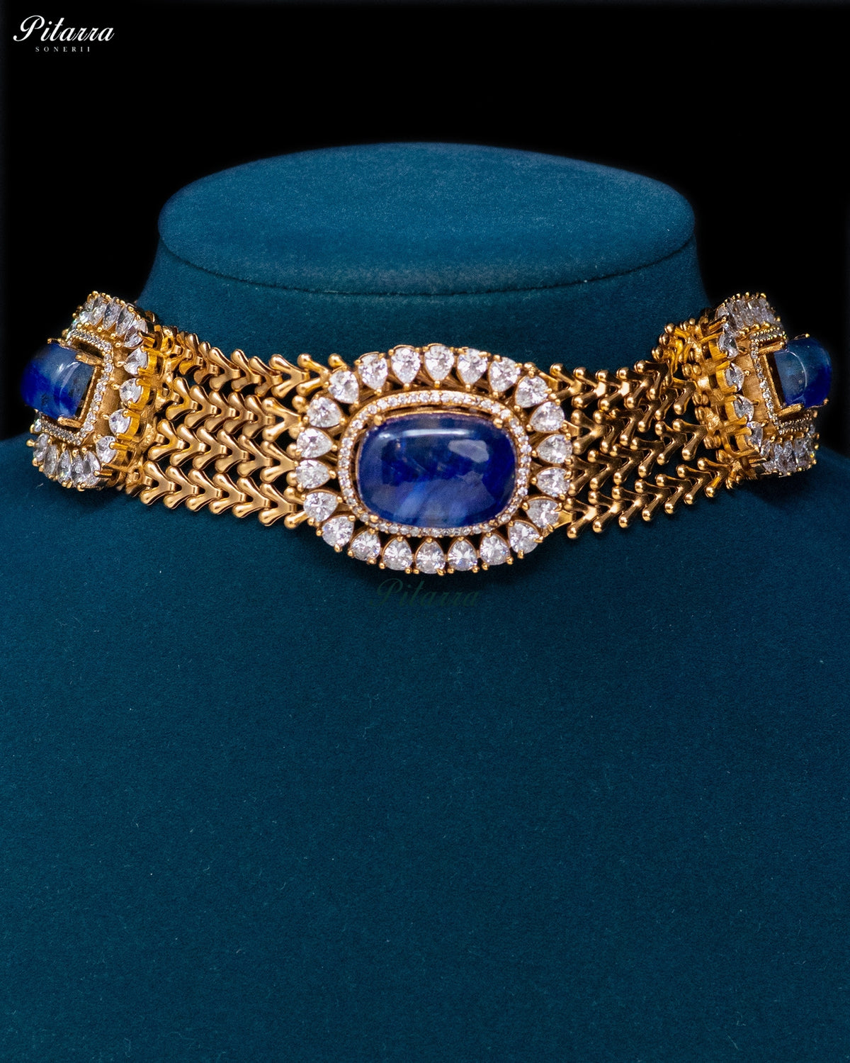 Royal Blue Stone Kundan Choker Set