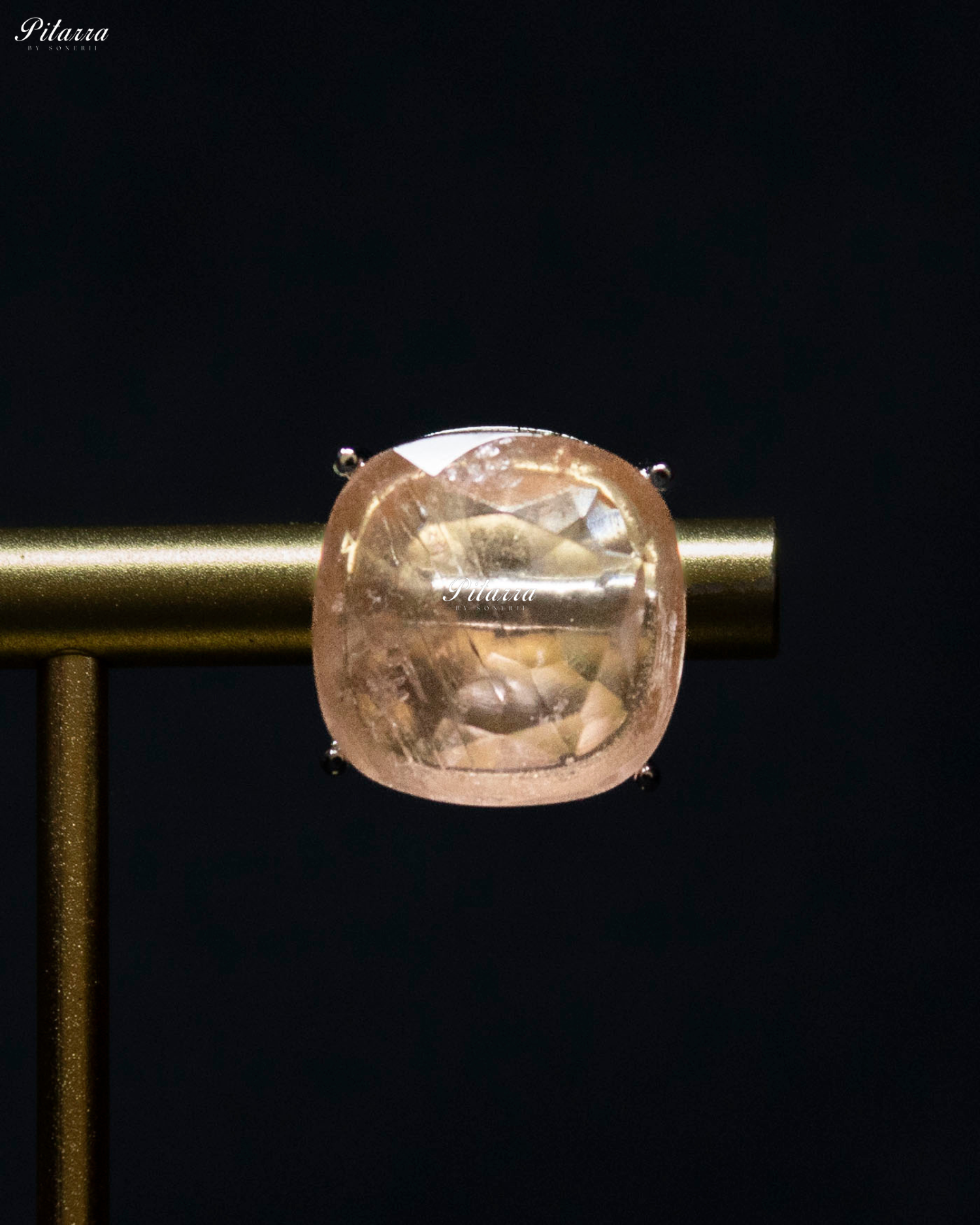 Peach Square Stone Premium Crystal Necklace Set