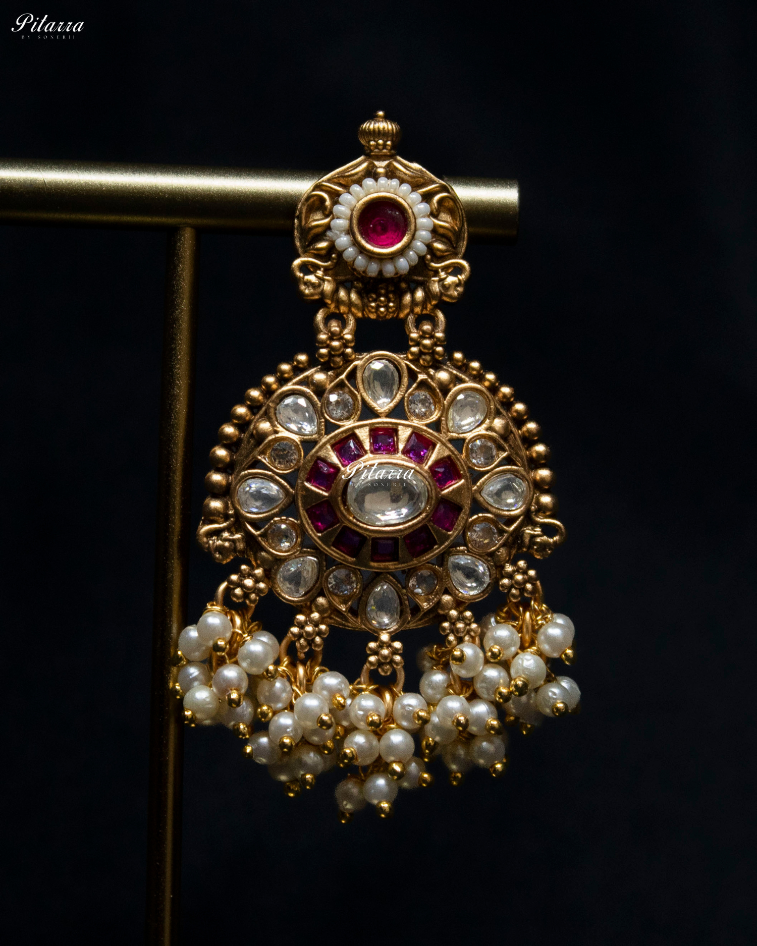 Pink Stone Handcrafted Rajwadi Kundan Necklace Set