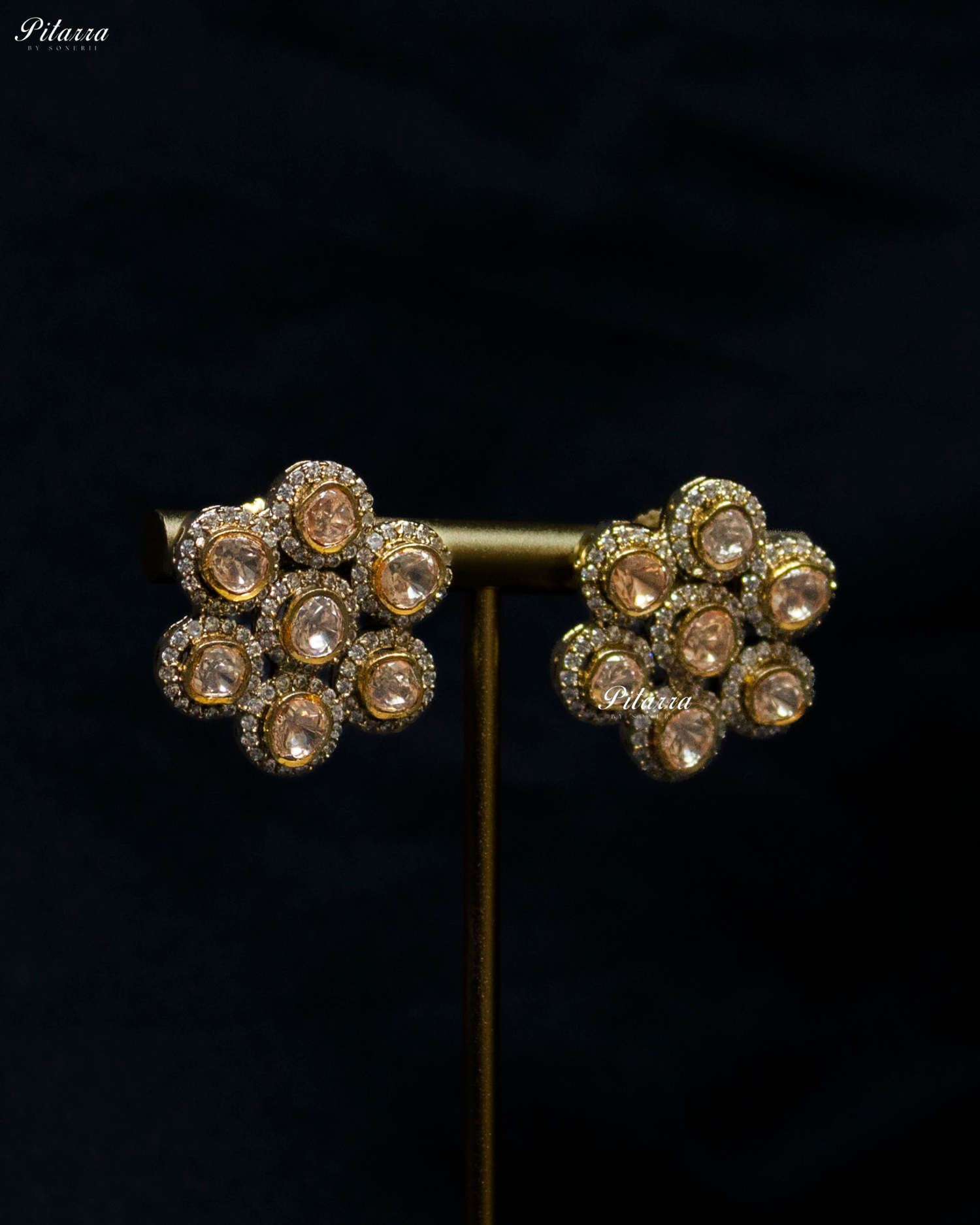 Three Layer White Stone Gold Finish Kundan Choker Set