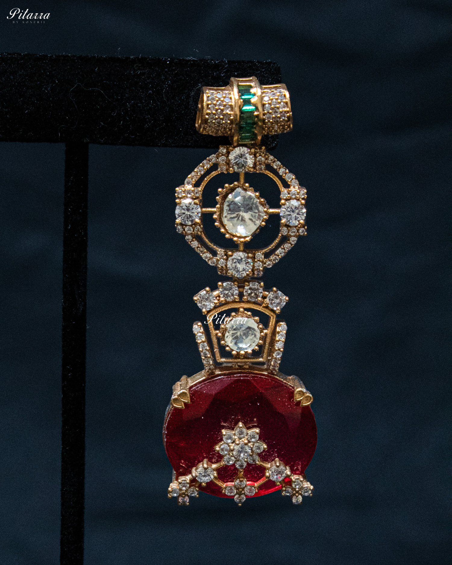 Red Big Stone Victorian Polki Kundan Necklace Set
