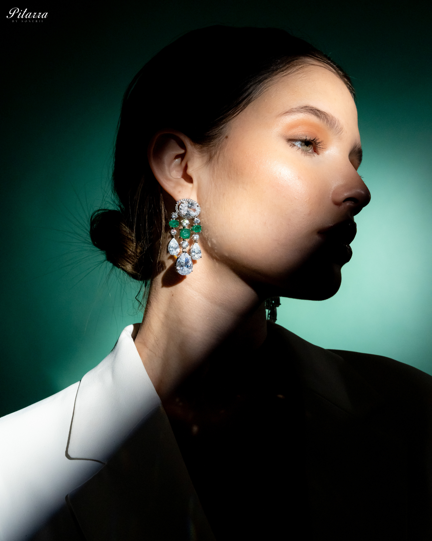 Green Cubic Zirconia Danglar Earrings