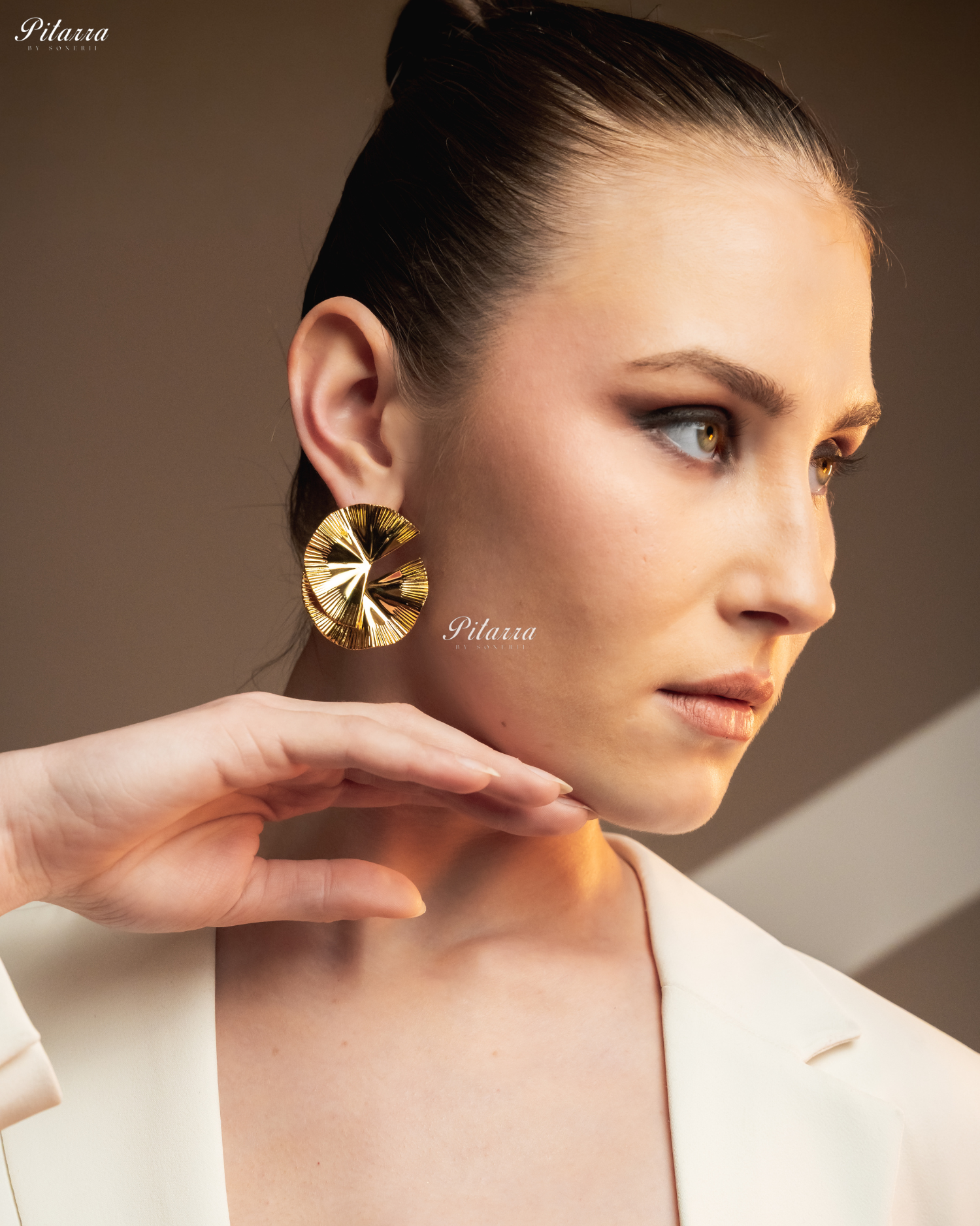 Gold Plated Twist Crystal Stud Earrings