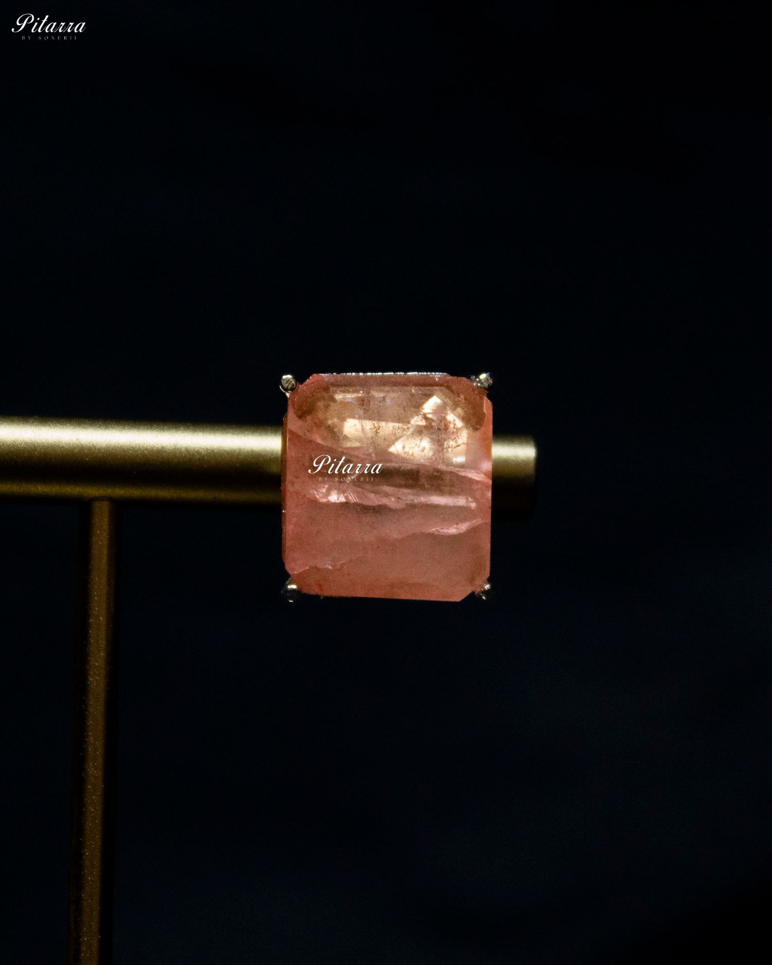 Peach Square Cubic Zirconia Necklace Set