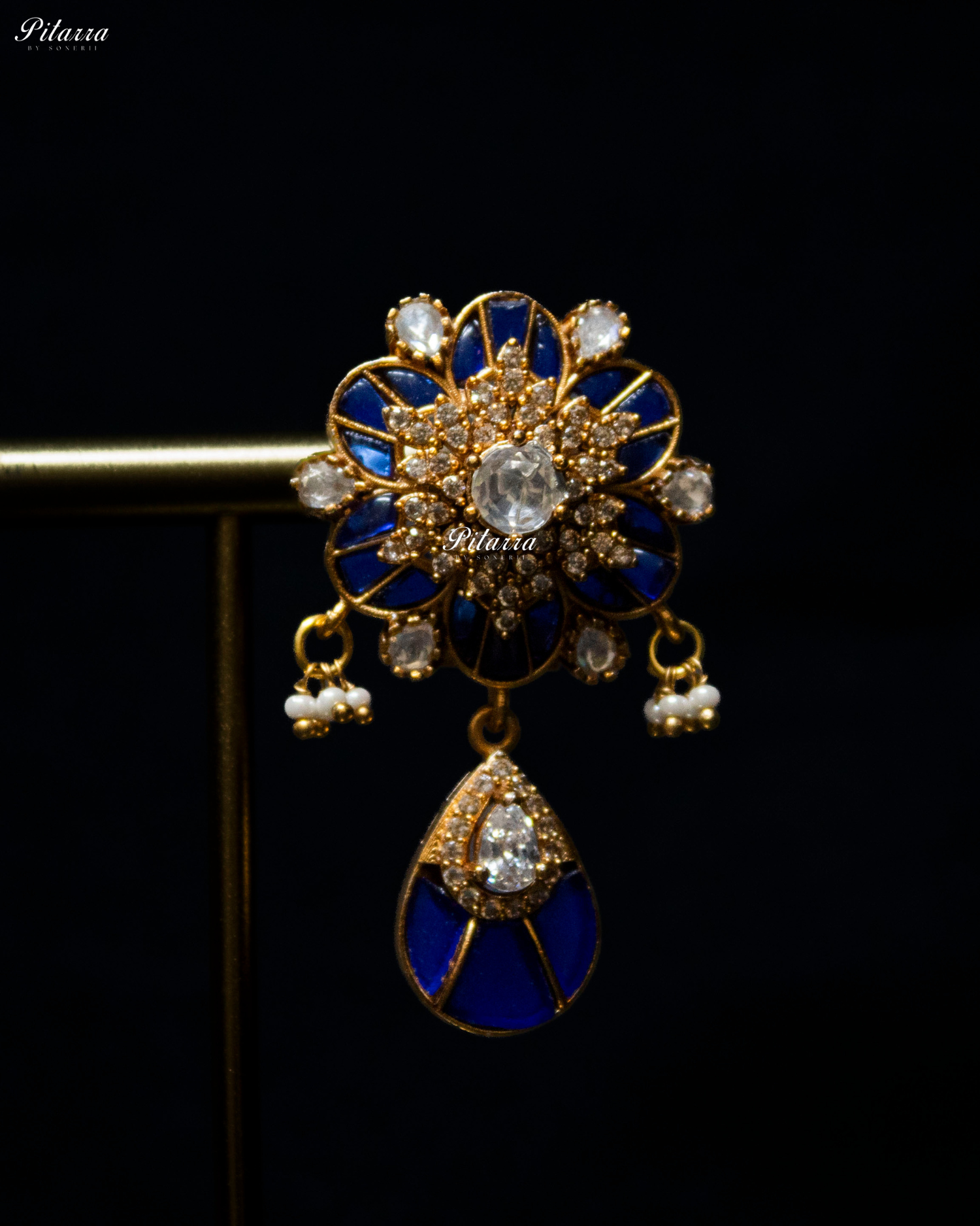 Royal Blue Luxury Meenakari Polki Choker Necklace Set