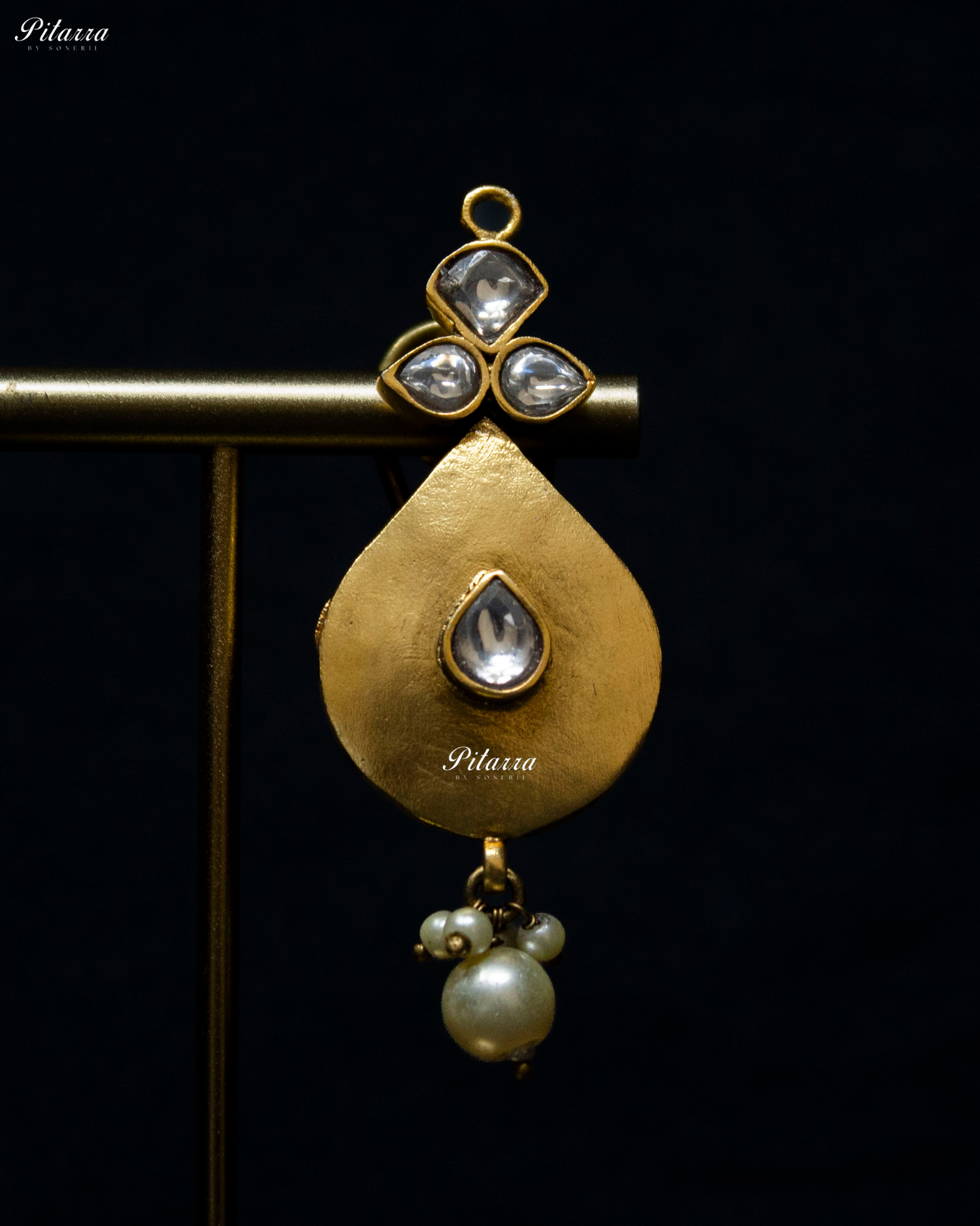Peacock Motifs Centered Drop Kundan Necklace Set
