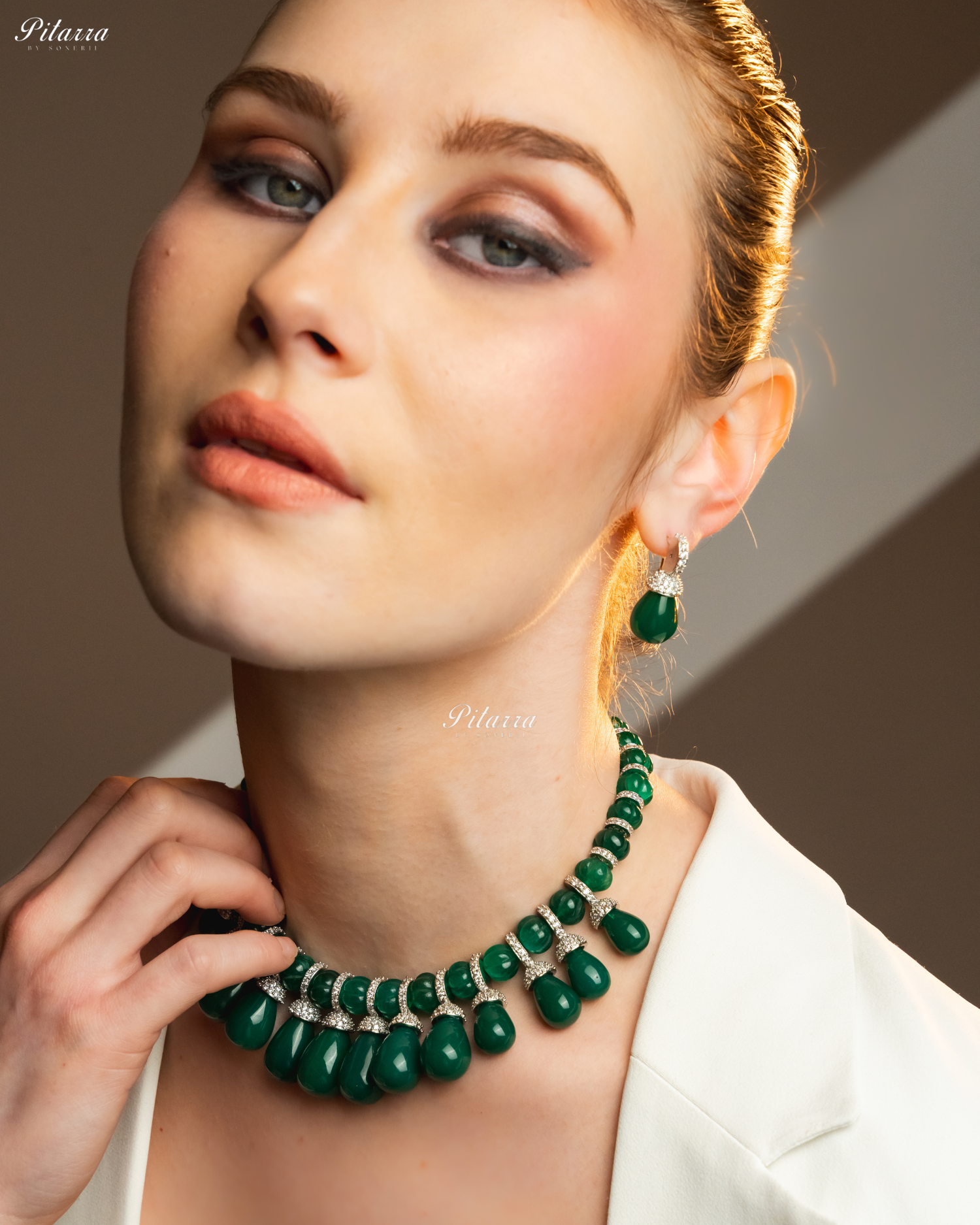 Emerald Green Stone Statement Necklace Set