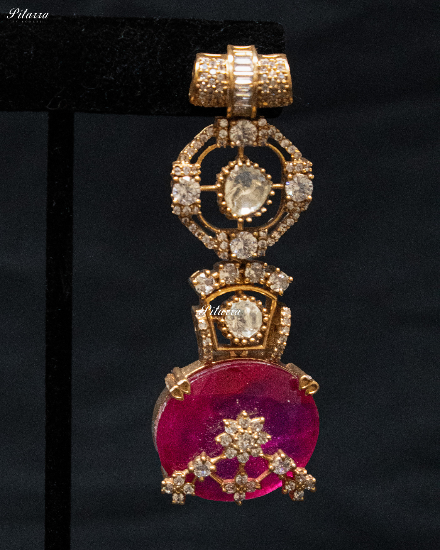 Pink Big Stone Victorian Polki Kundan Necklace Set