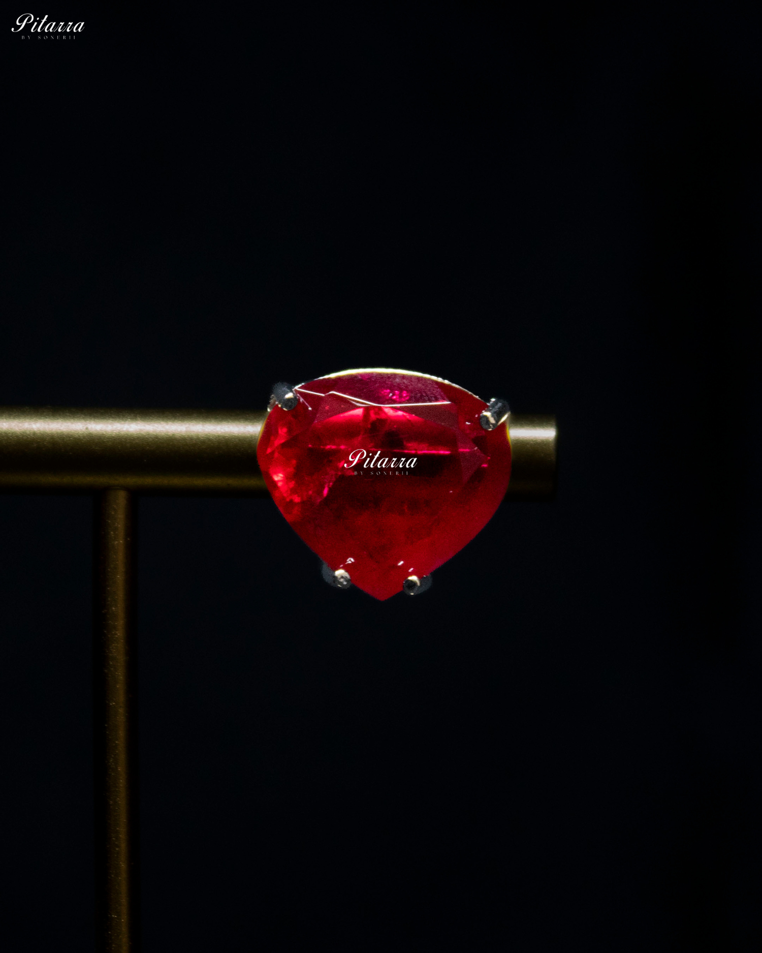 Red Stone White Heartline Zircon Necklace Set