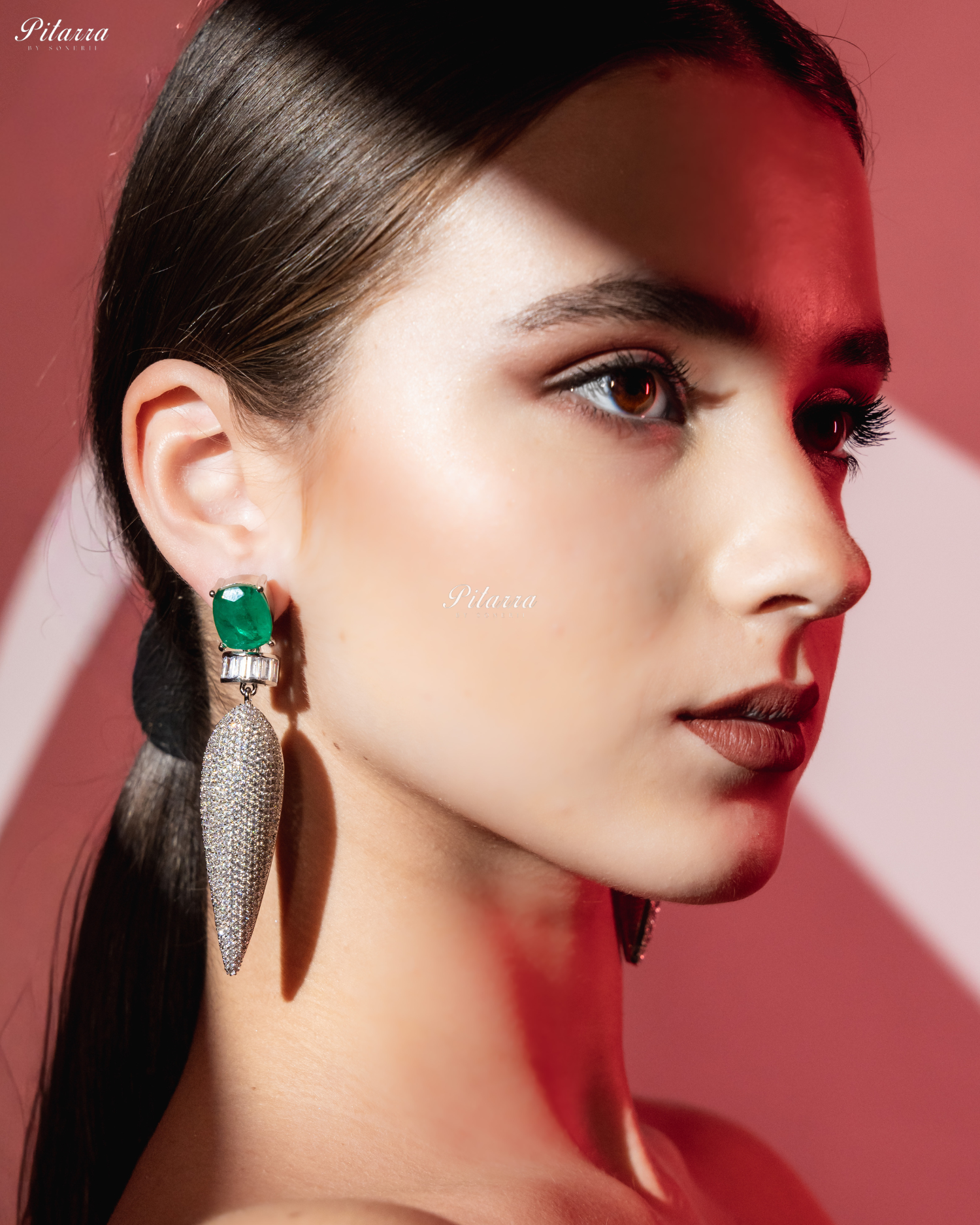 Green Stone Shiny Teardrop Doublet Dangler Earrings