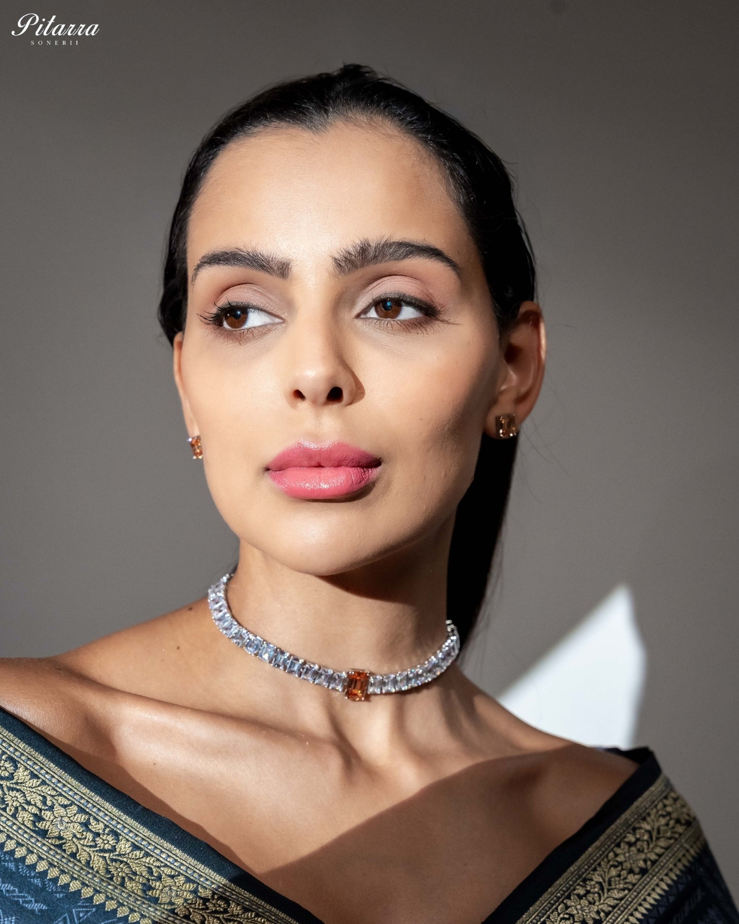 Champagne Baguette Diamond Tennis Choker Set