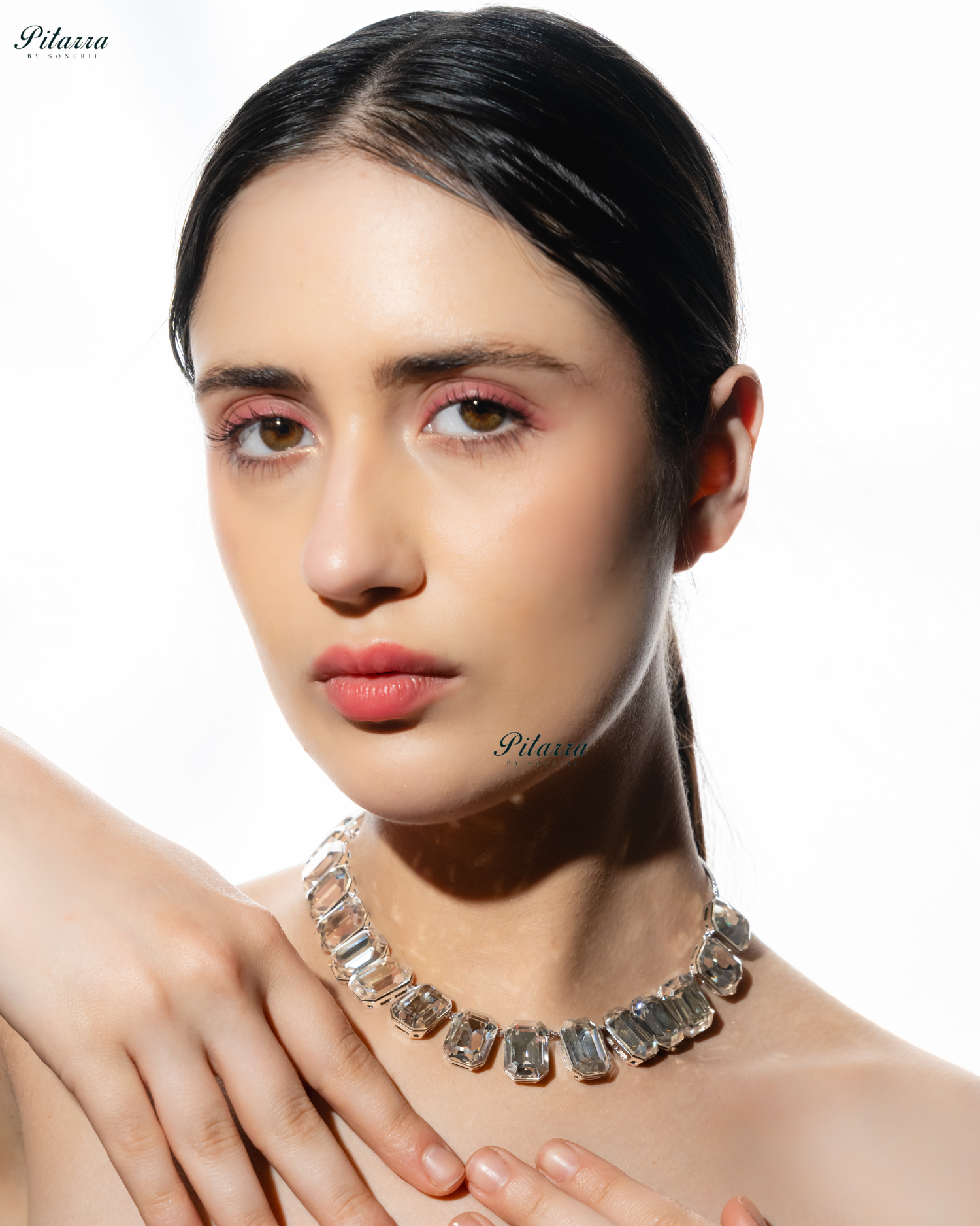 Octagon Cut White Oversized Crystal Statement Necklace Set