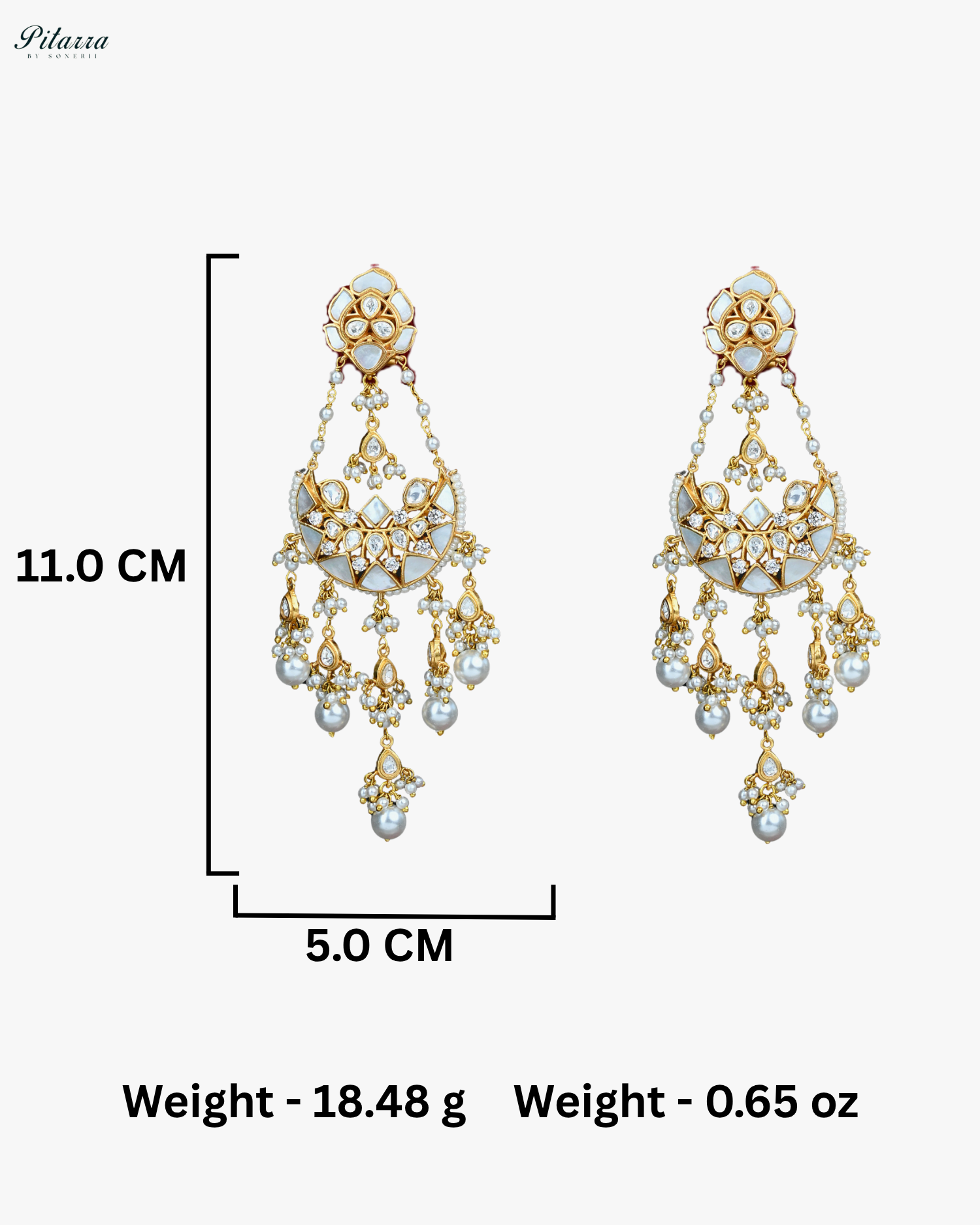 White Colour Gold Plated Pearl Chandbali Earrings