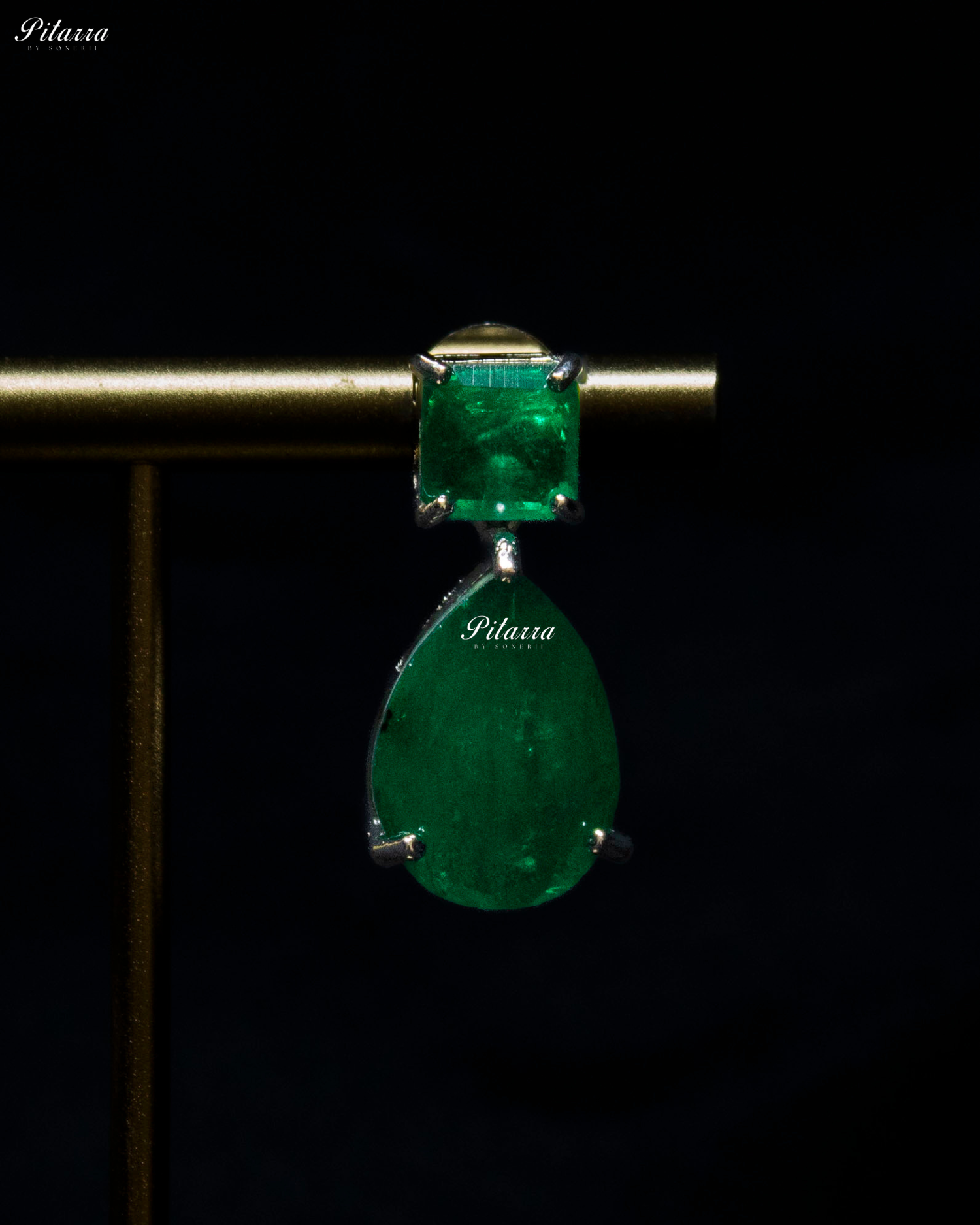 Emerald Square and Drop Crystal Necklace Set