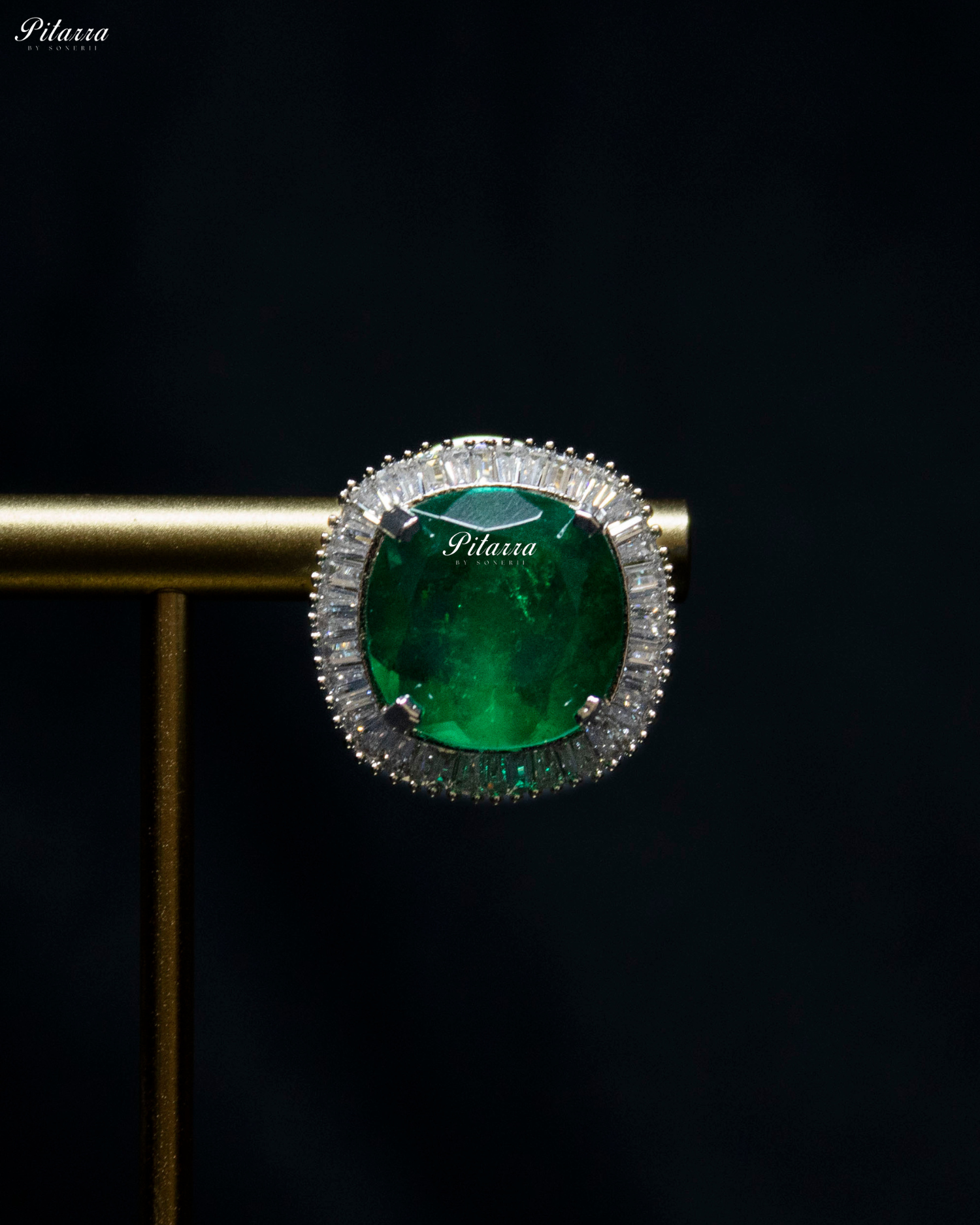 Emerald Stone Silver CZ Choker Necklace Set