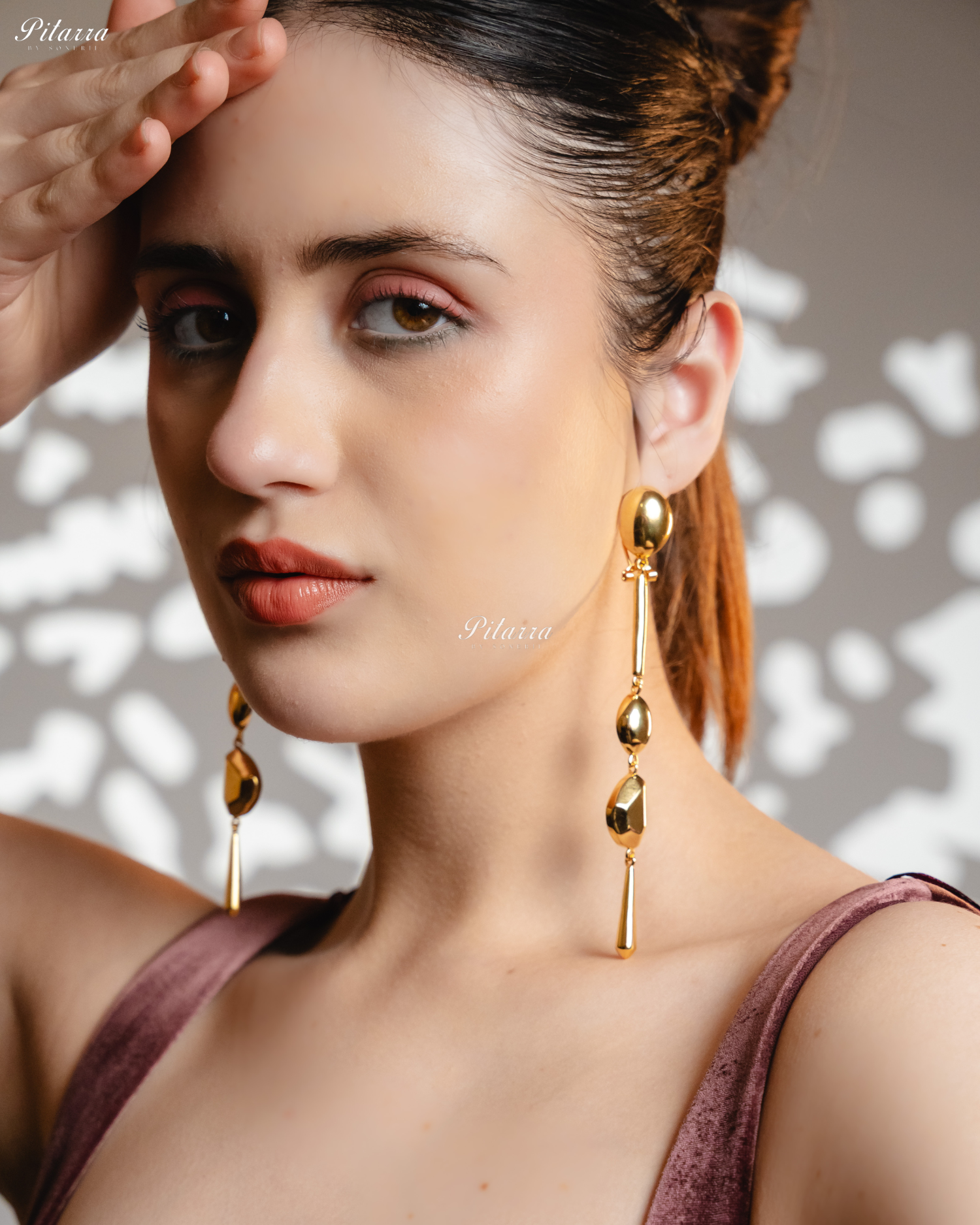 Gold Plated Long Statement Drop Earrings