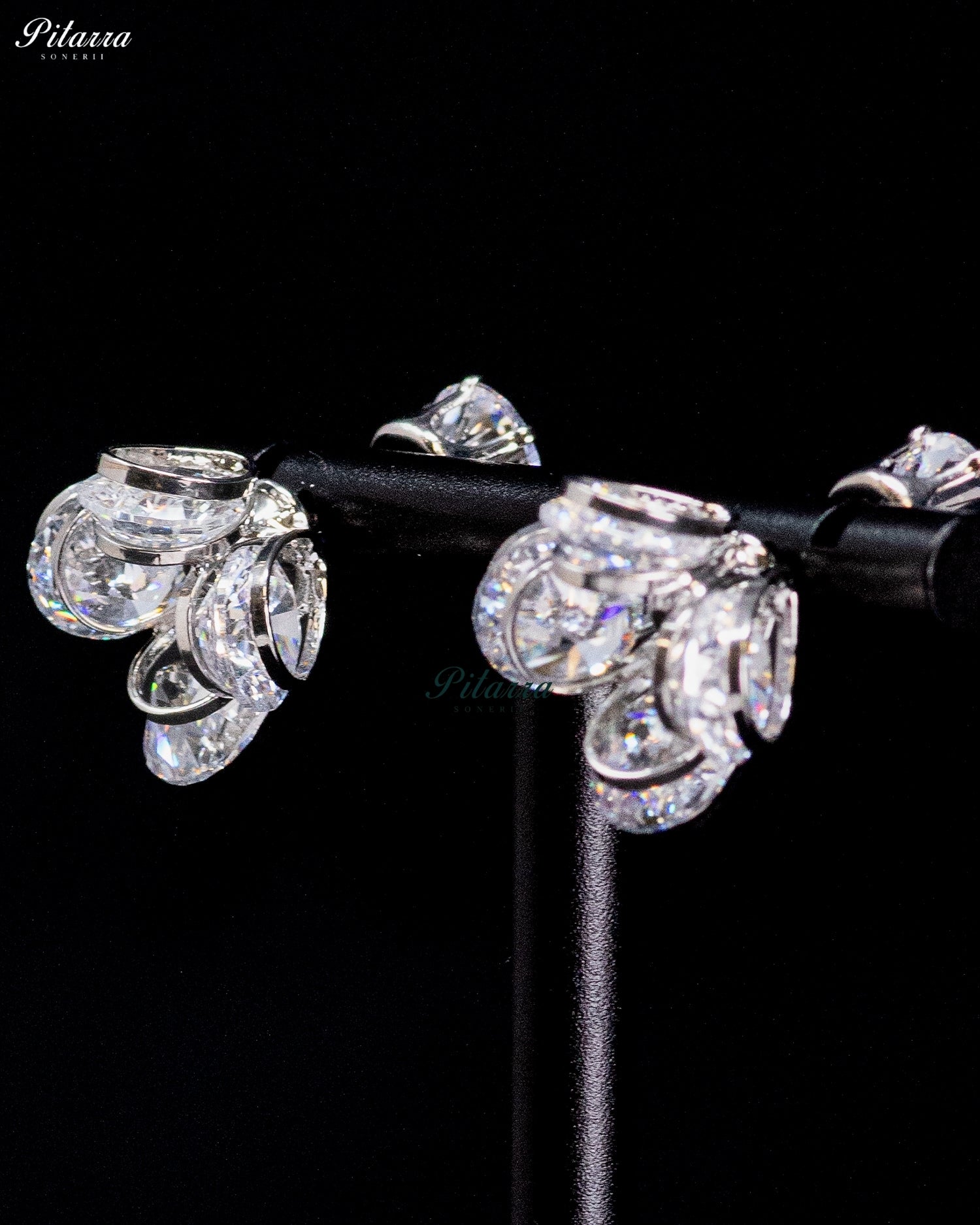 Crystal Cluster Flower Stud Earrings