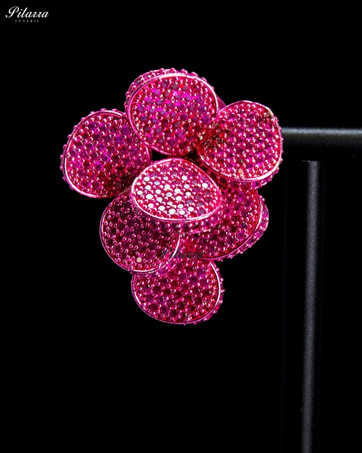 Pink Crystal Cluster Statement Earrings