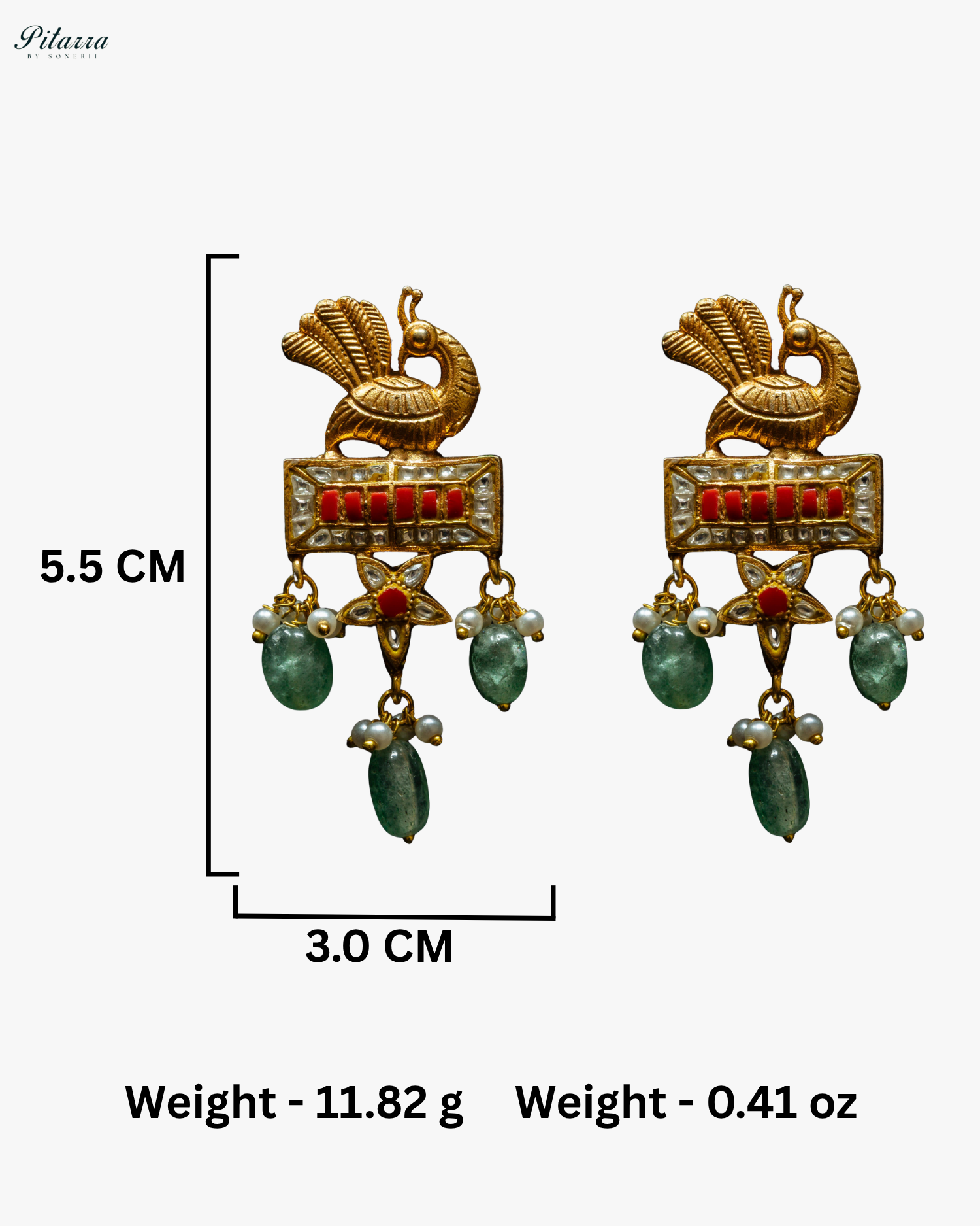 Golden Peacock Green Pearl Necklace Set