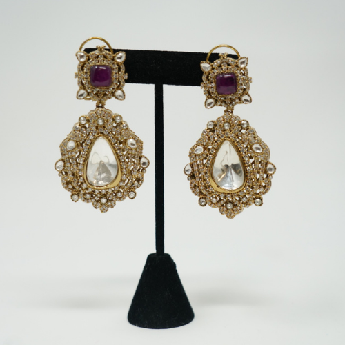 Elegant Gold Plated Polki Earrings