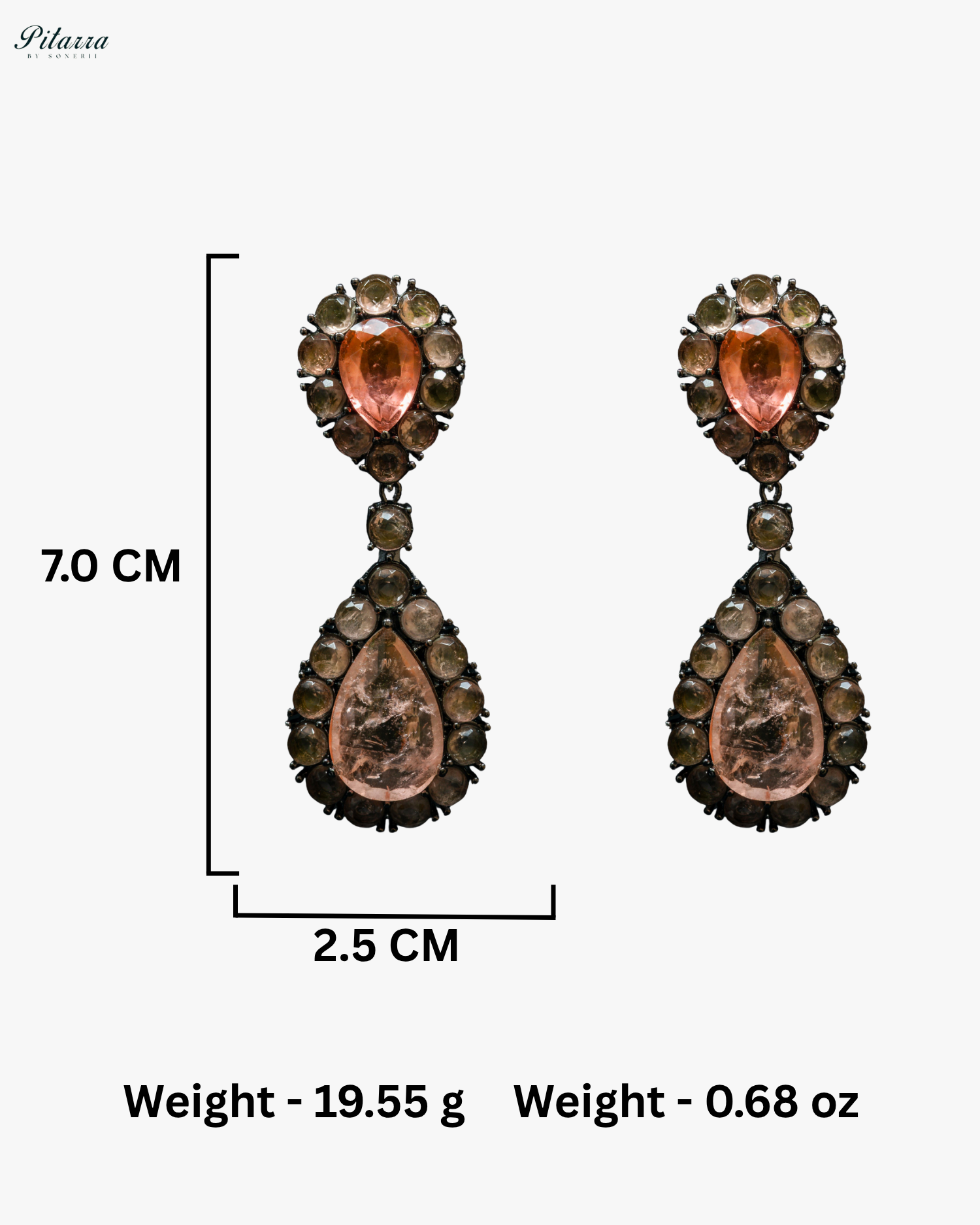 Peach Drop Doublet CZ Crystal Dangle Earrings