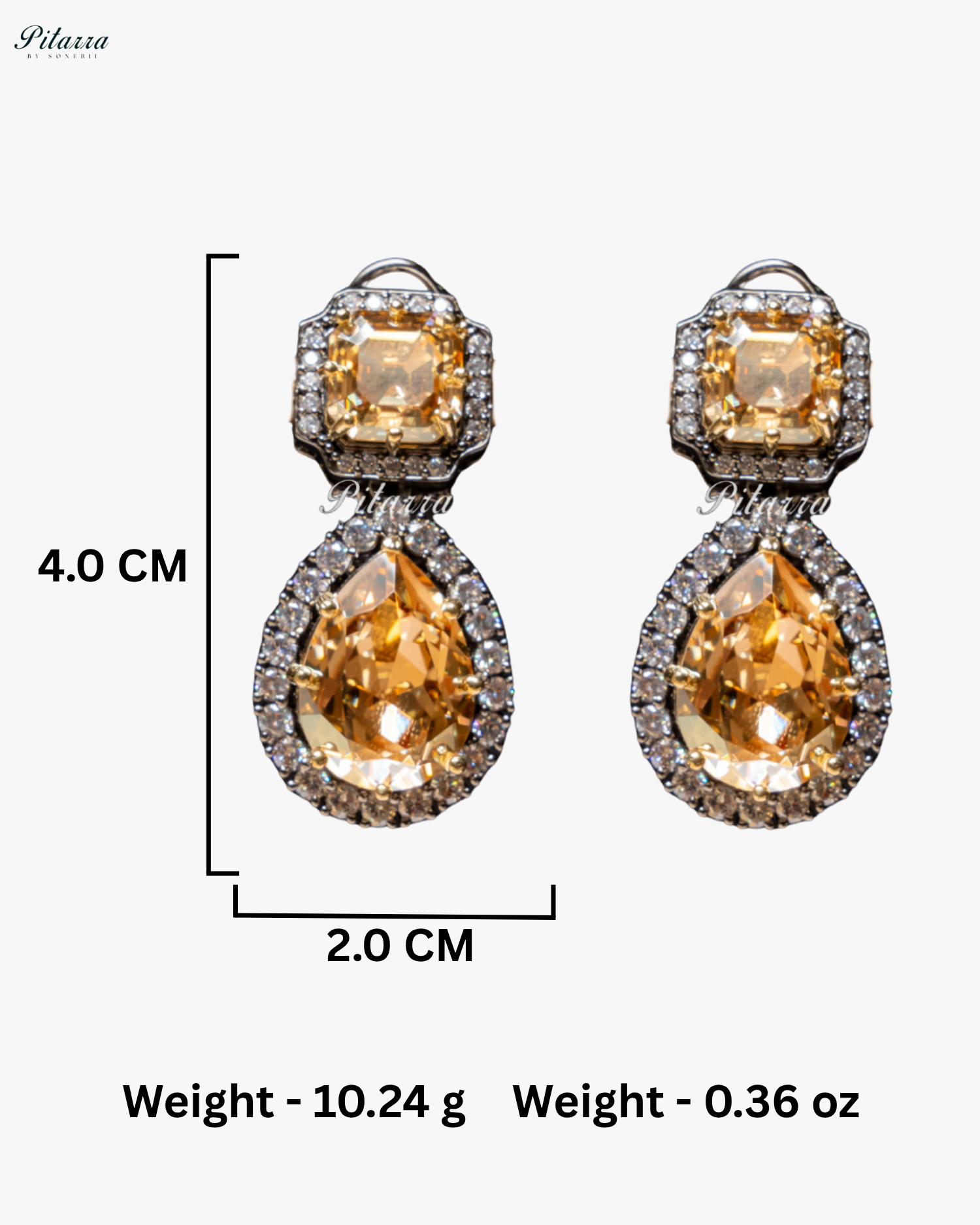 Yellow Two Layer Silver CZ Victorian Black polish Necklace Set