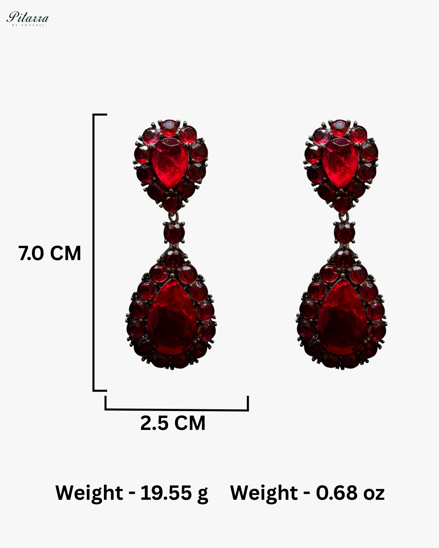 Red Drop Doublet CZ Crystal Dangle Earrings