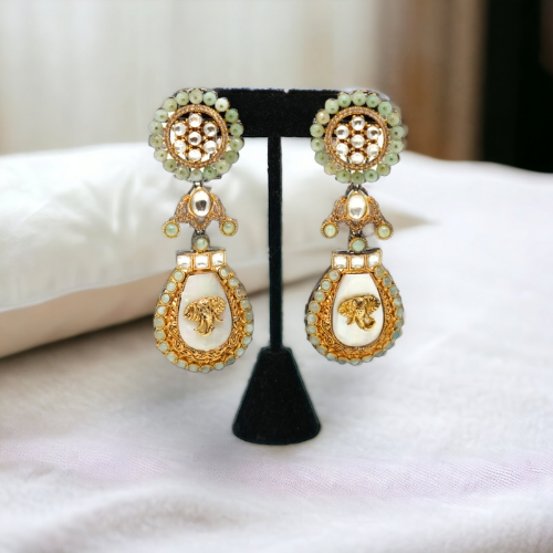 Elegant Golden Plated Kundan Earrings
