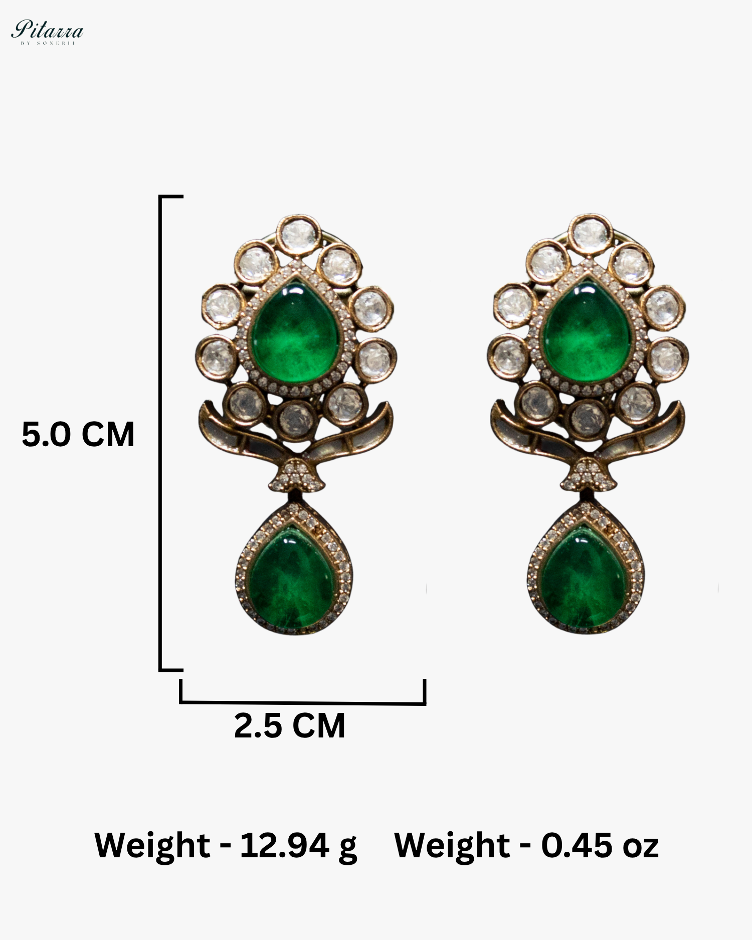 Emerald Drop White Line Victorian Polki Kundan Necklace Set