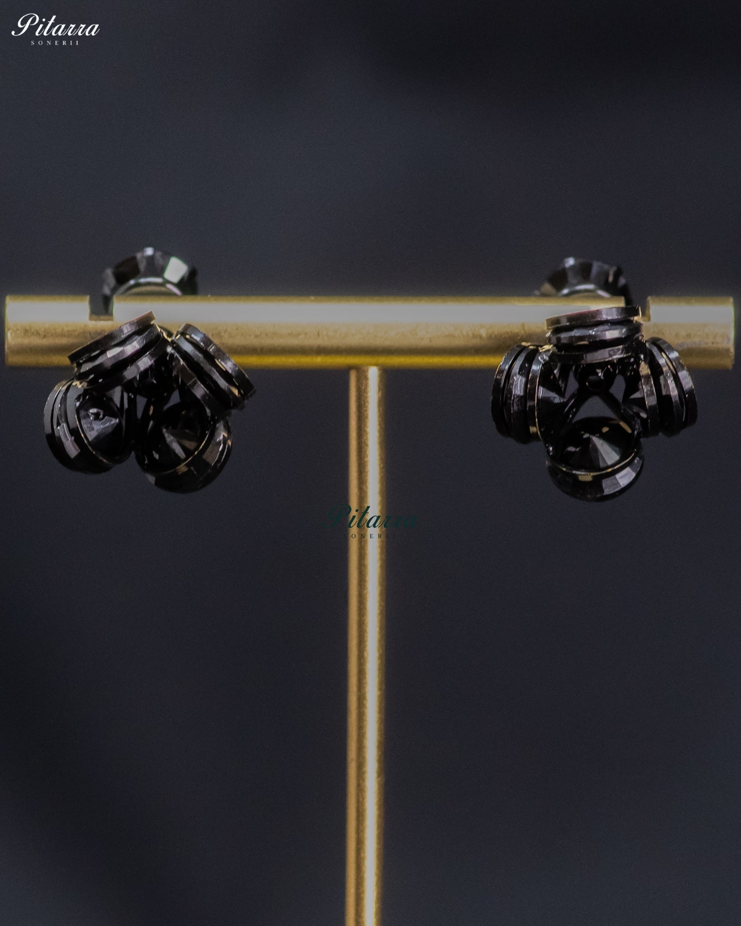 Black Crystal Cluster Hoop Earrings