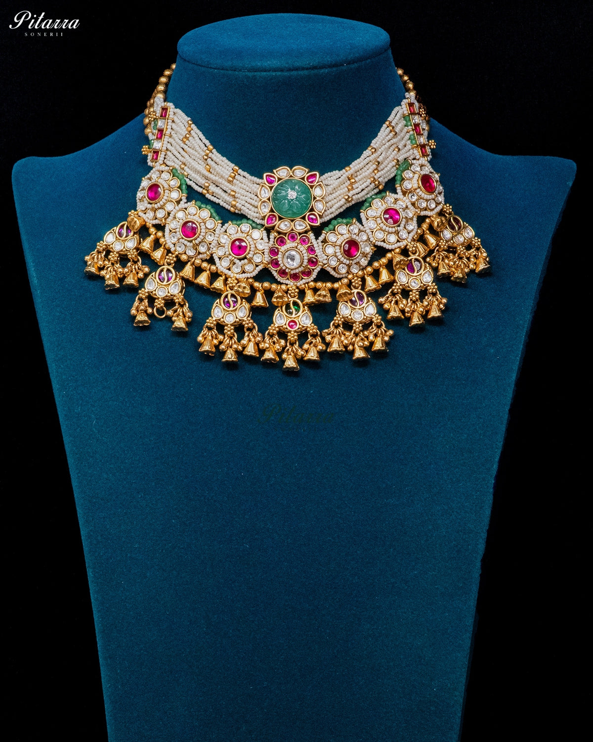 Multicolor Pearl Jhumka Necklace Set