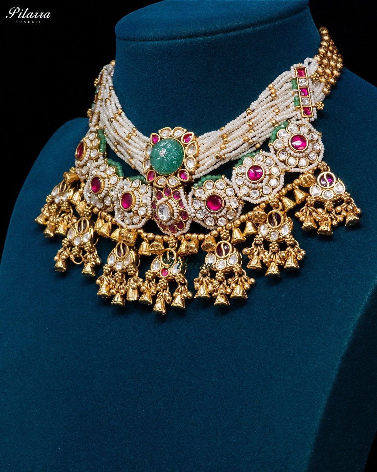 Multicolor Pearl Jhumka Necklace Set