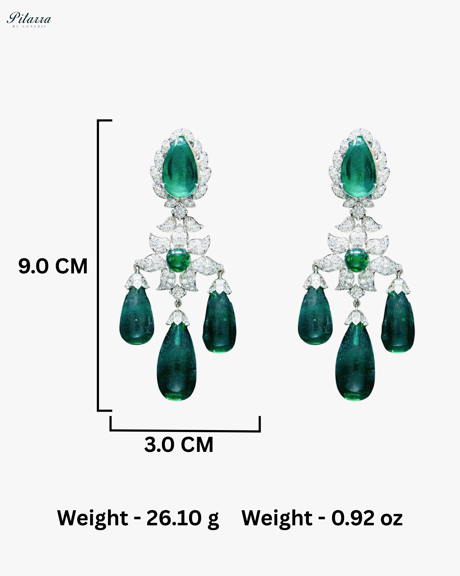 Emerald Statement Crytsal Dangler Earrings